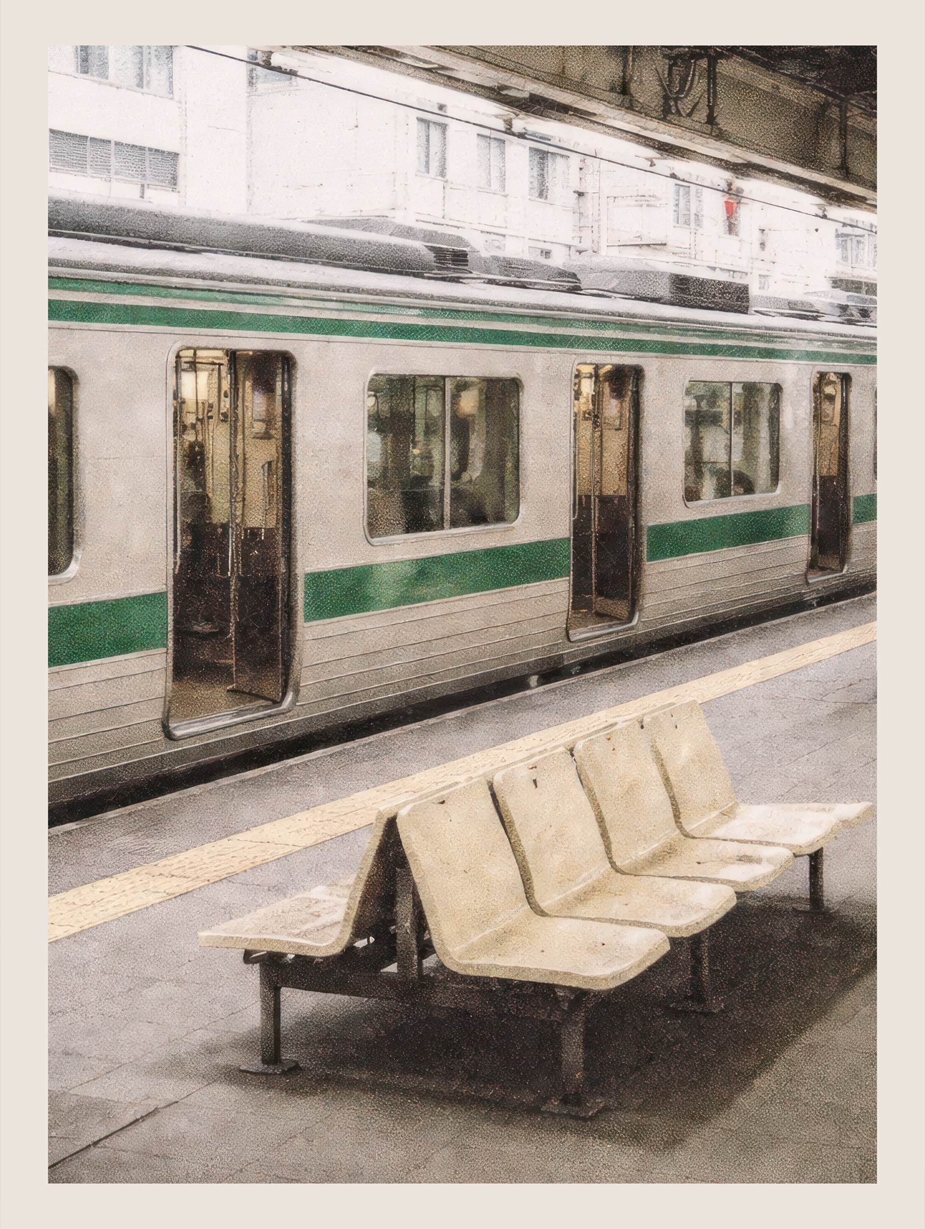 Tokyo jernbaneplattform vintage plakat