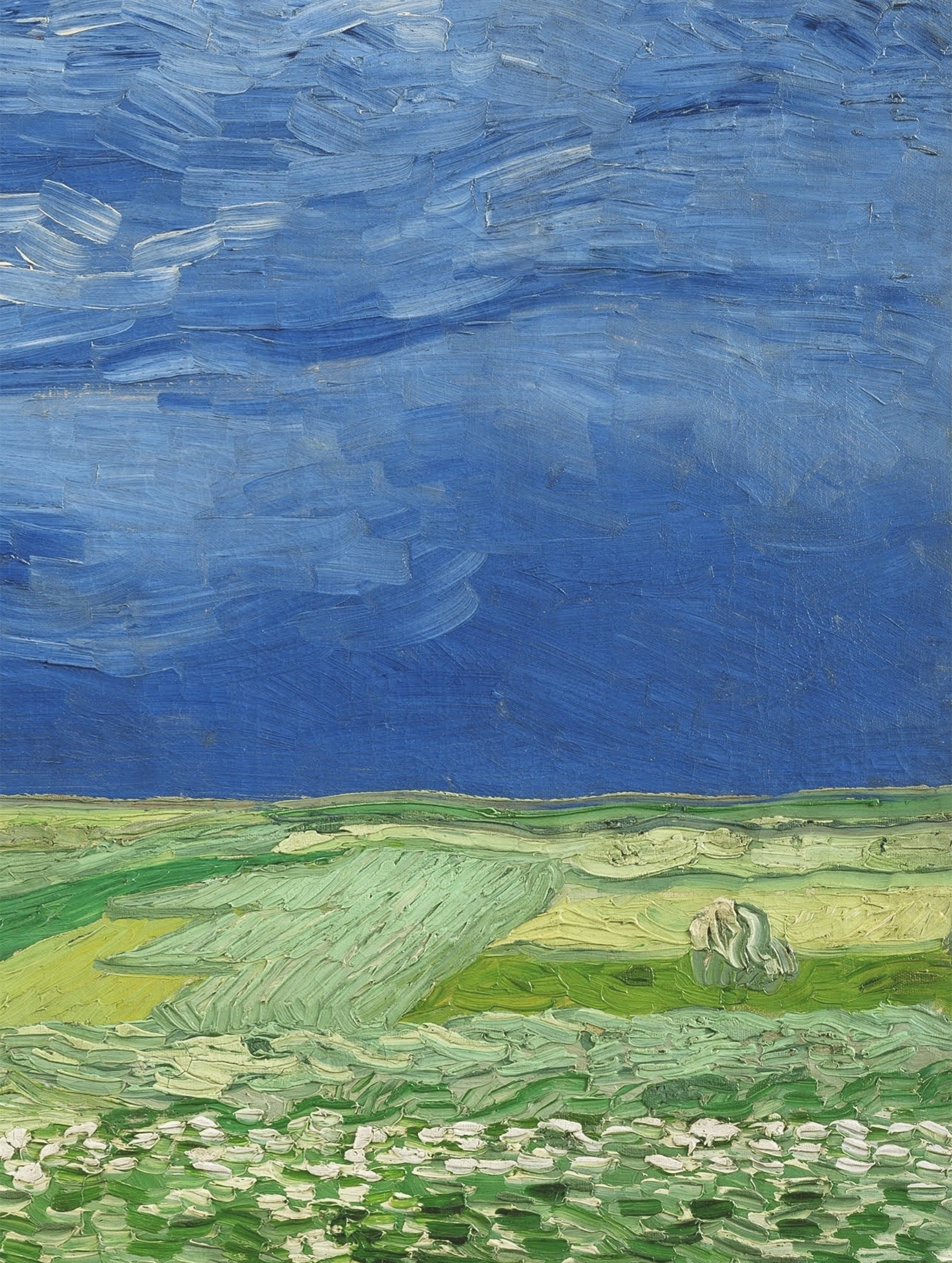 Hveteåker under tordenskyer Van Gogh kunsttrykk
