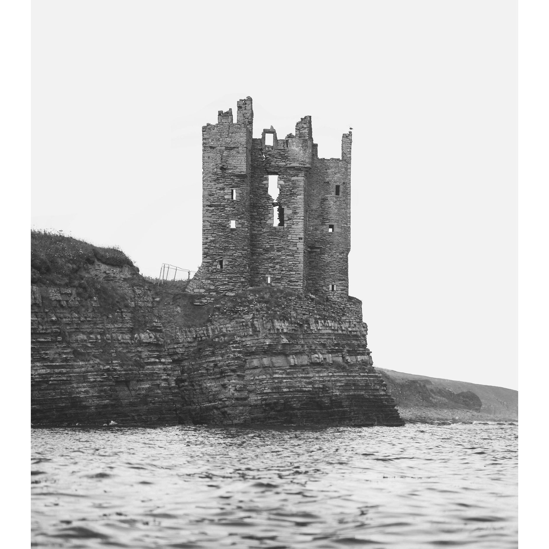 Keiss Castle Black and White Poster