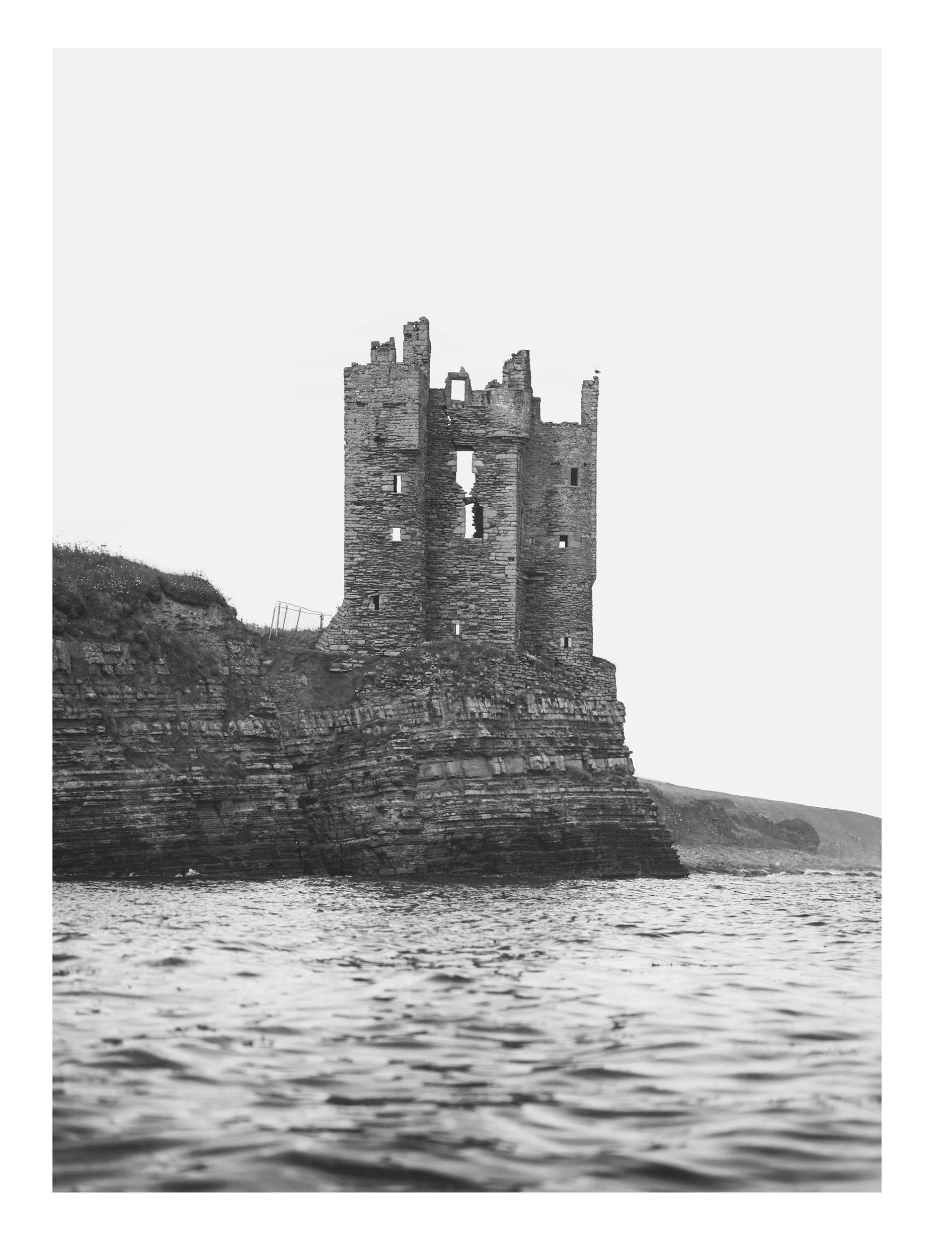 Keiss Castle Black and White Poster