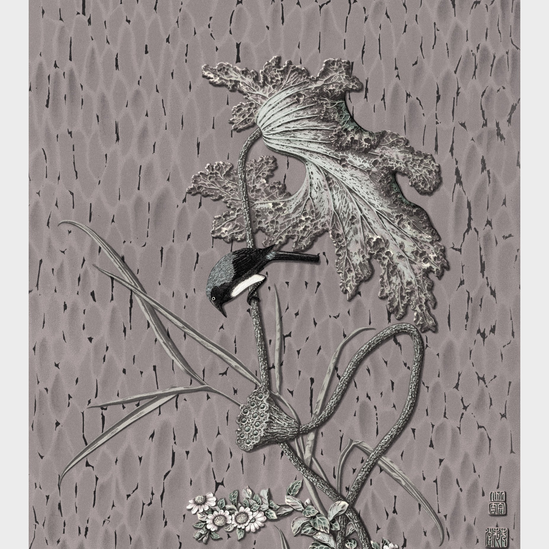 Första huset i en bosättning abstrakt konsttryck