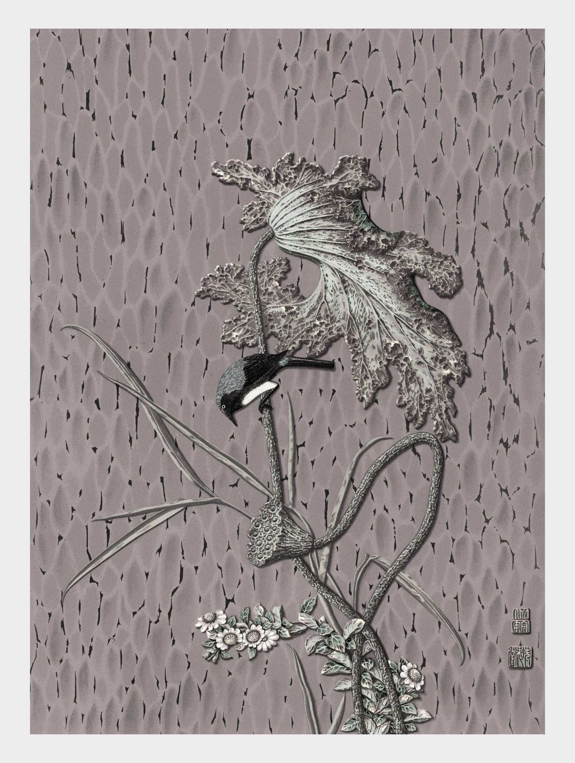 Första huset i en bosättning abstrakt konsttryck