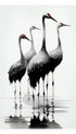 Red-Crowned Cranes Japanese Art Print
