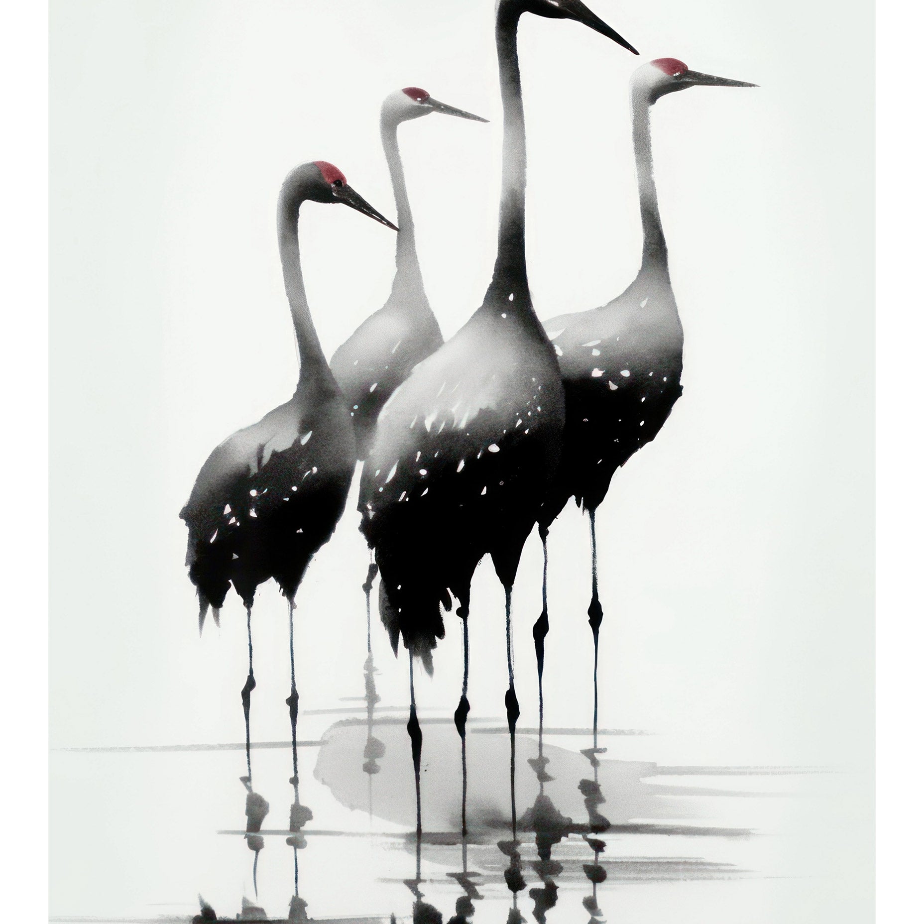 Red-Crowned Cranes Japanese Art Print