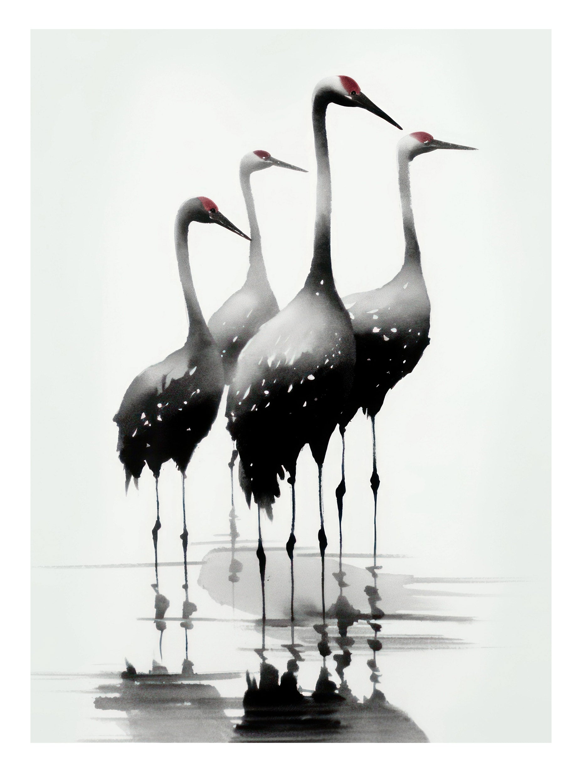 Red-Crowned Cranes Japanese Art Print