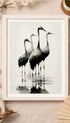 Red-Crowned Cranes Japanese Art Print Mockup