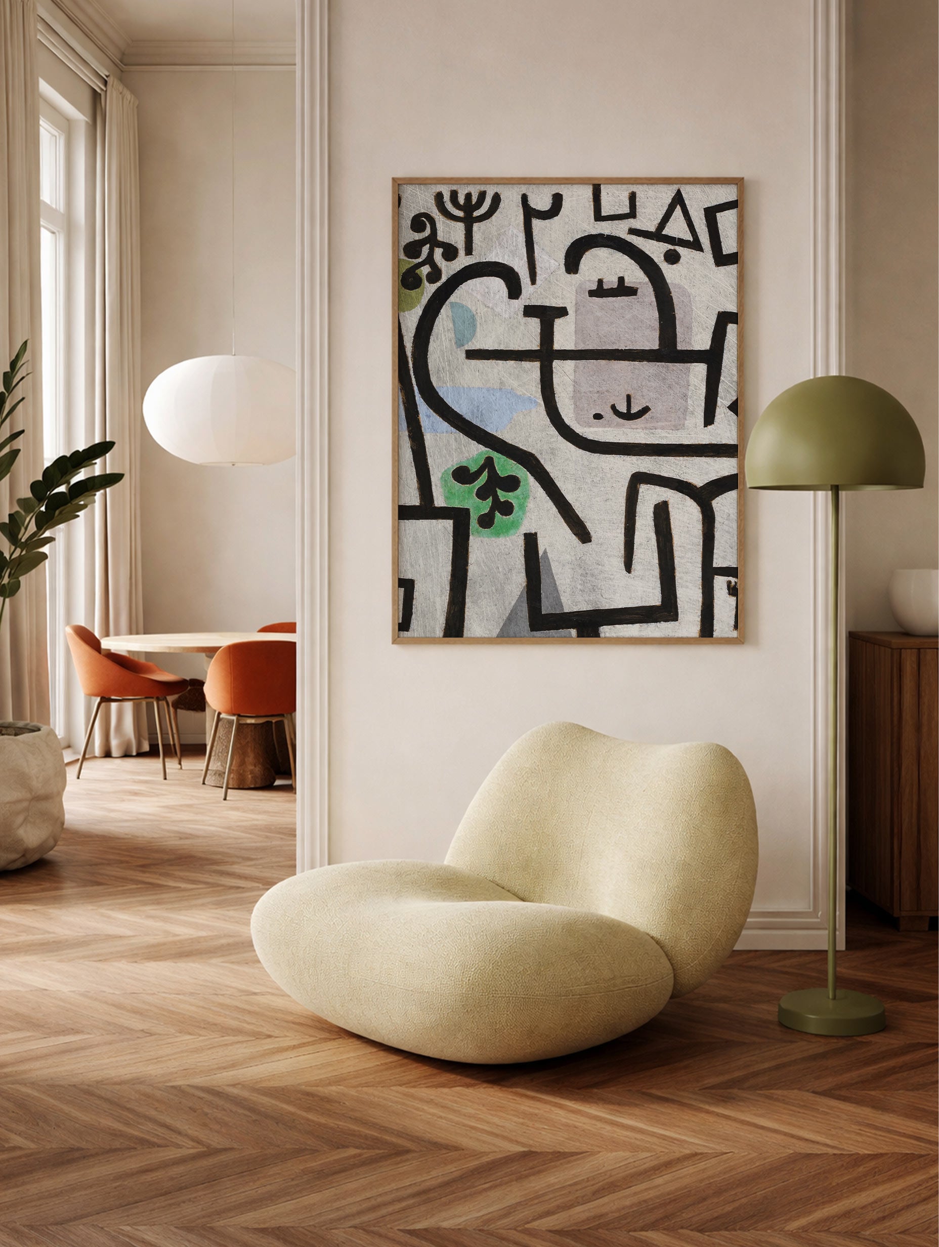 Första huset i en bosättning abstrakt konsttryck