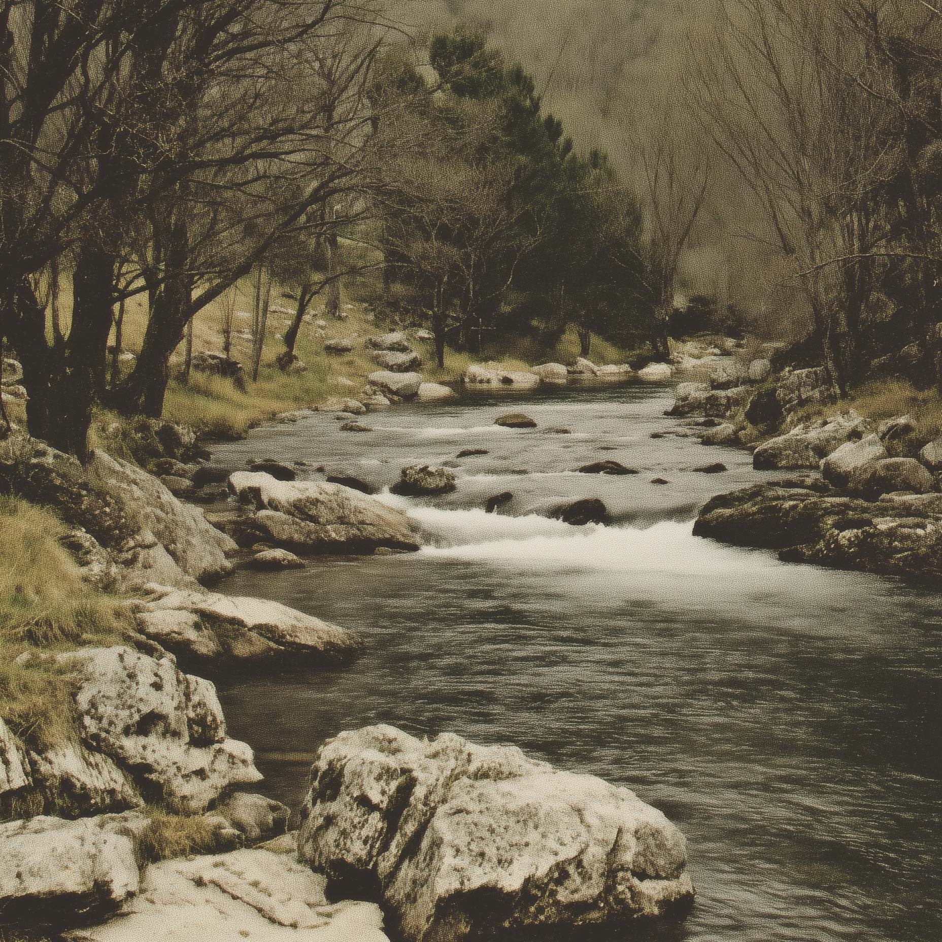 Första huset i en bosättning abstrakt konsttryck