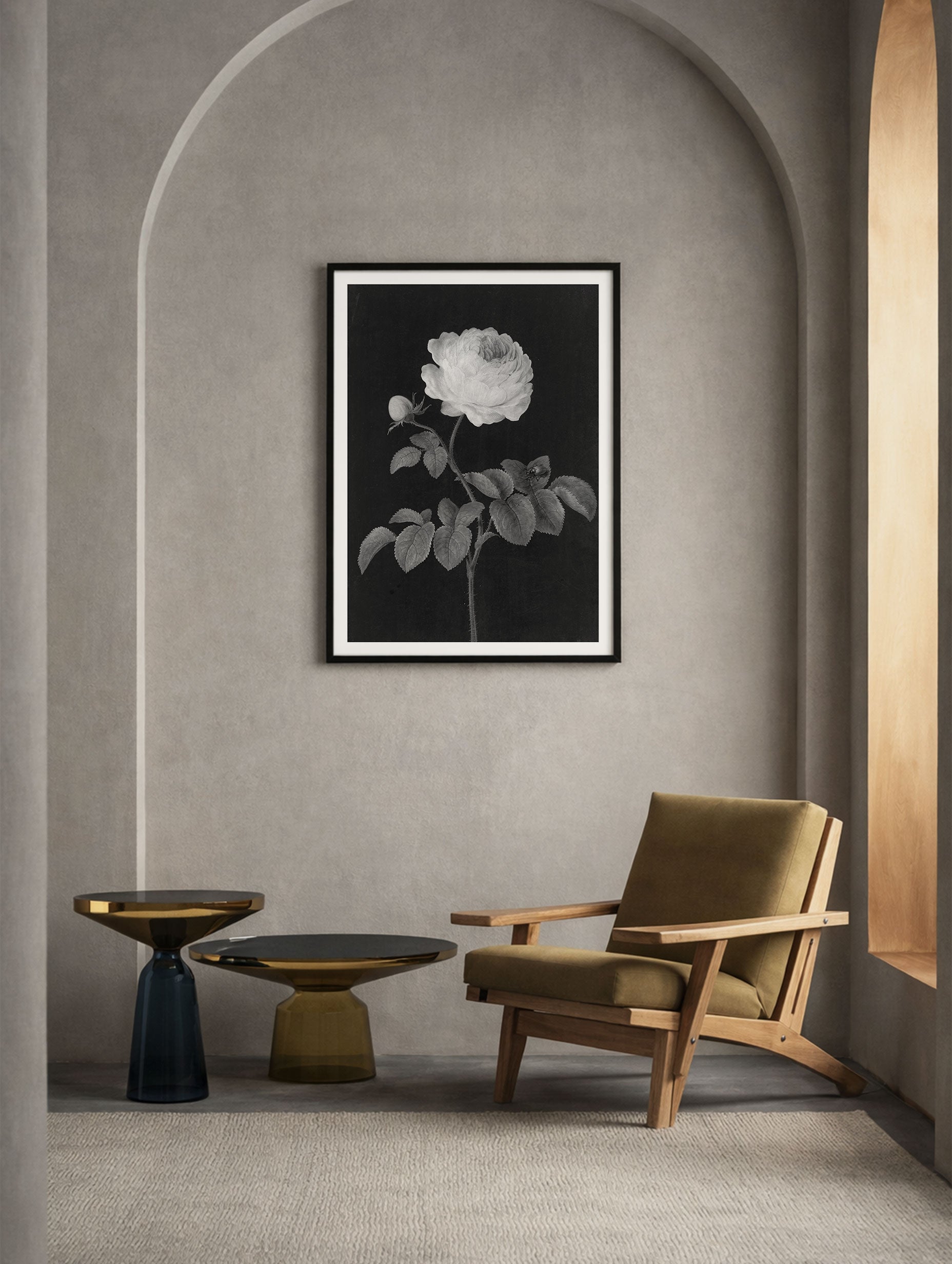 Rosa Rose with a brown feather Barbara Regina Dietzsch Art Print Mockup