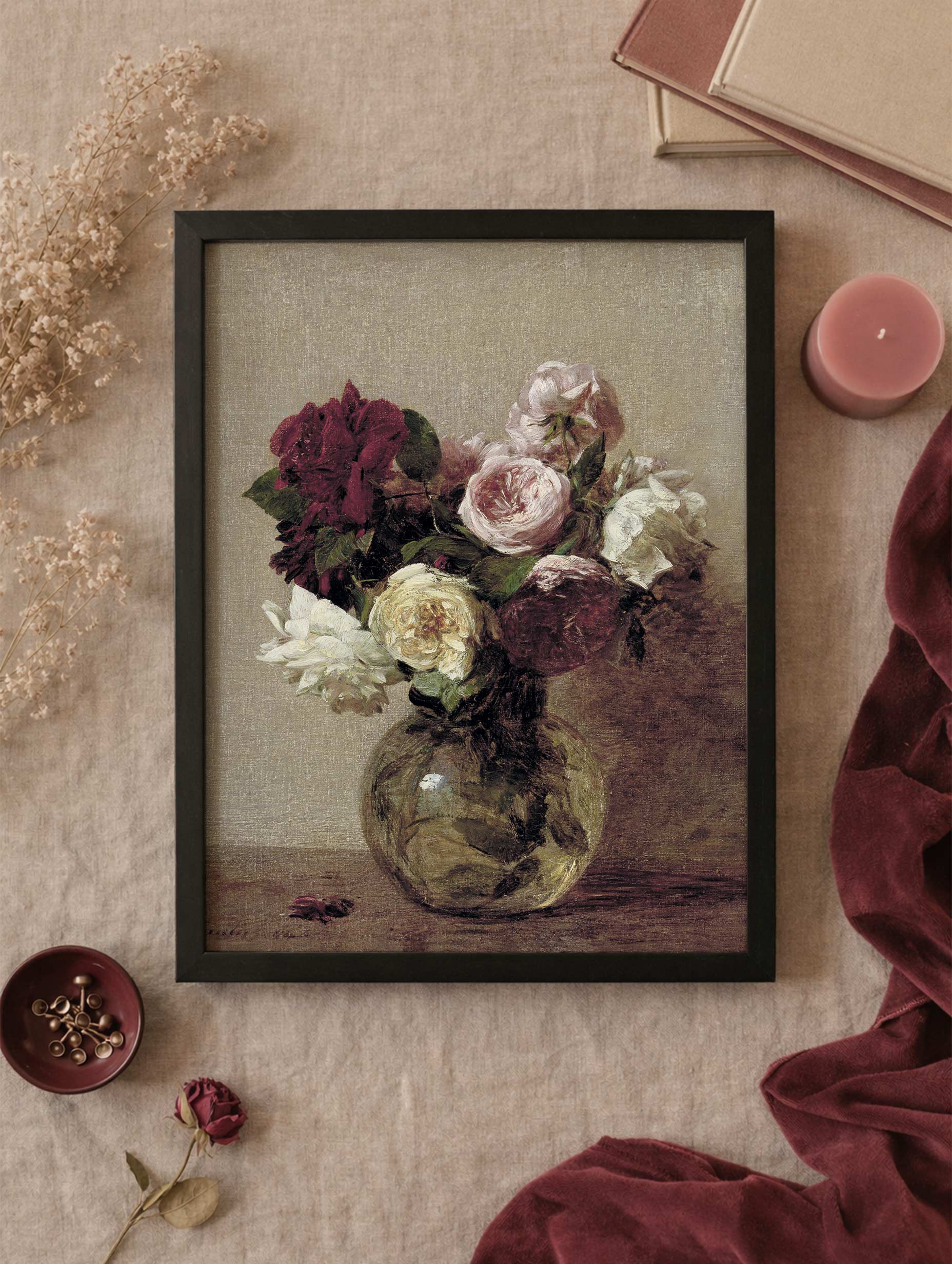 Roses Henri Fantin-Latour Art Print Mockup