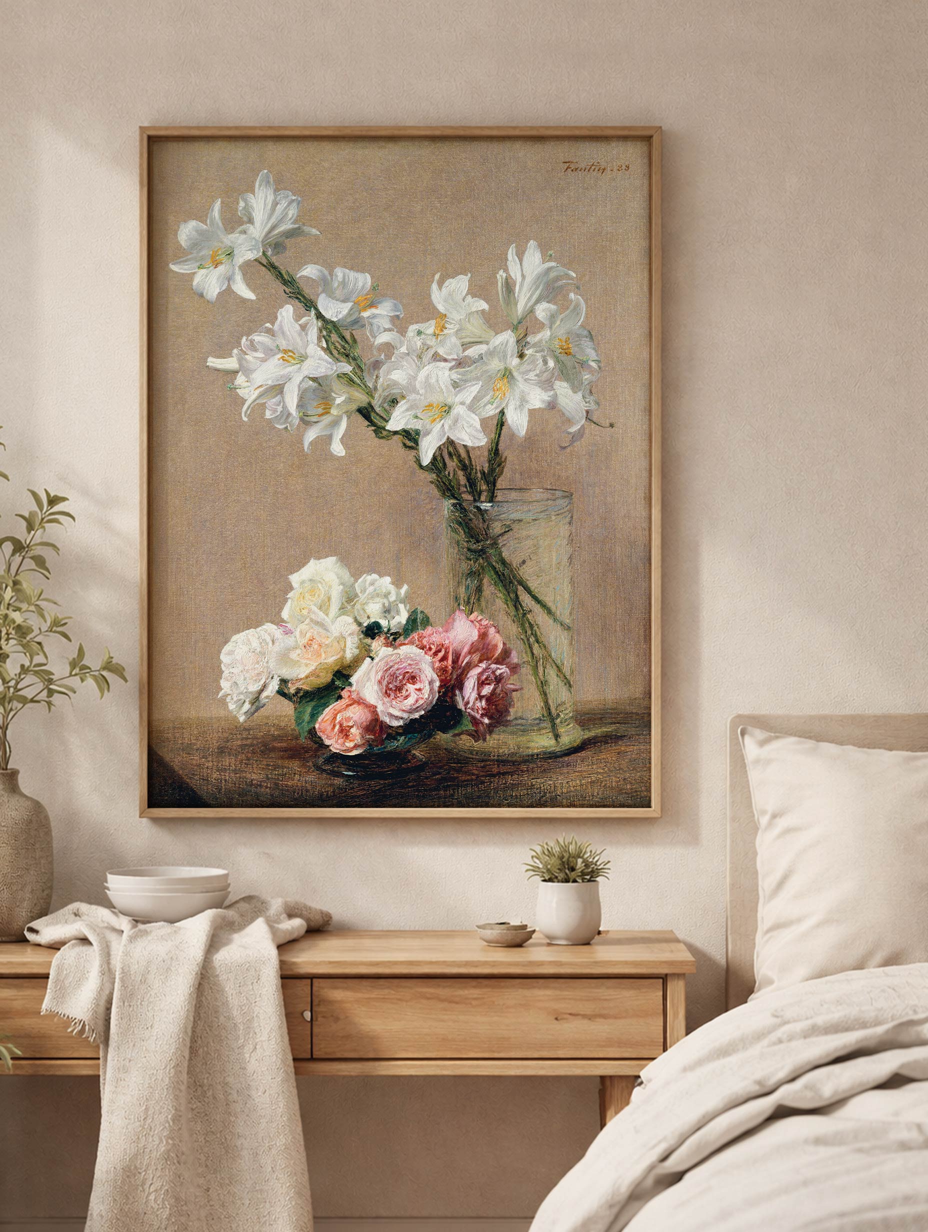 Roses and Lilies Henri Fantin-Latour Art Print Mockup