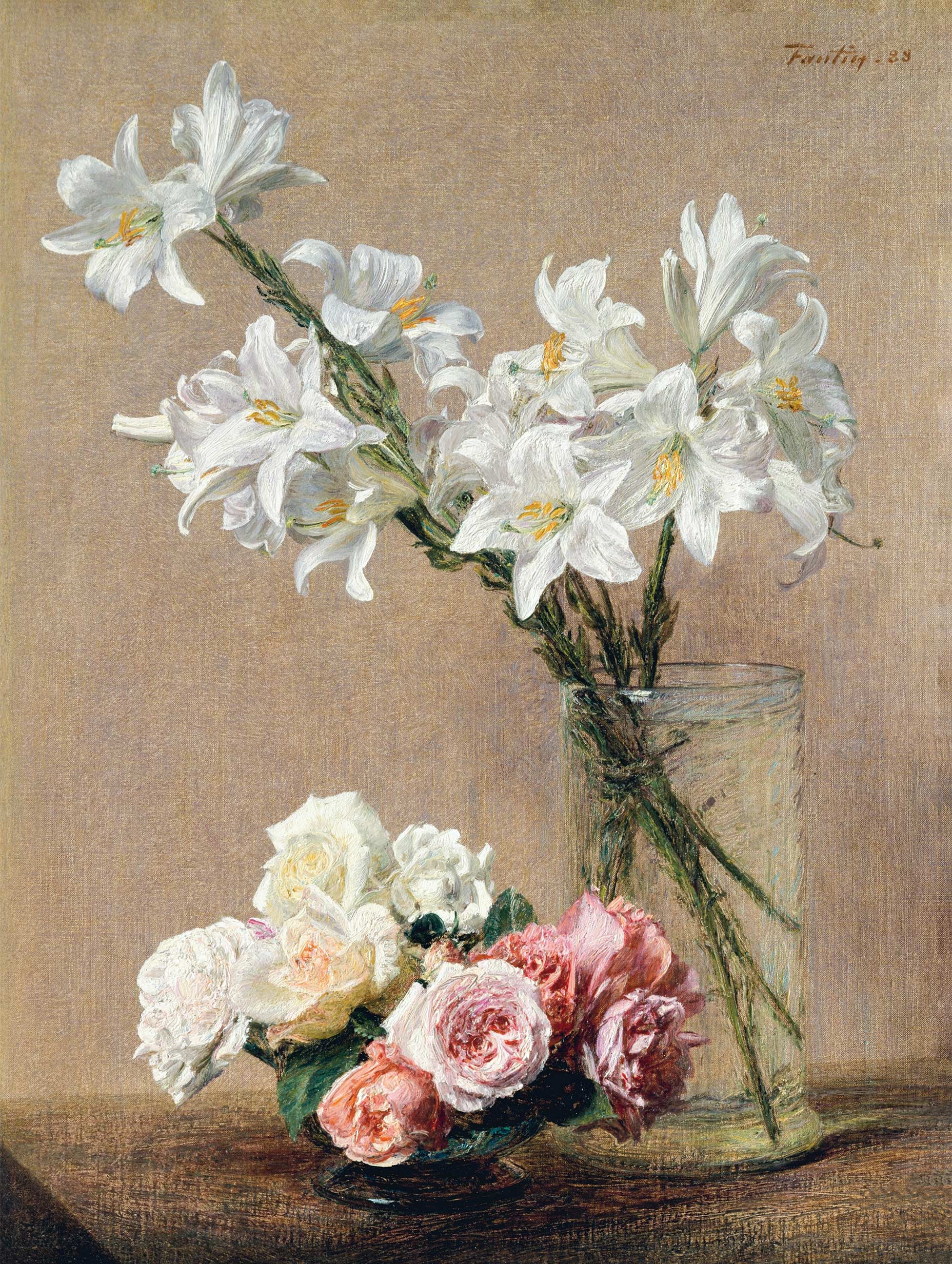 Roses and Lilies Henri Fantin-Latour Art Print