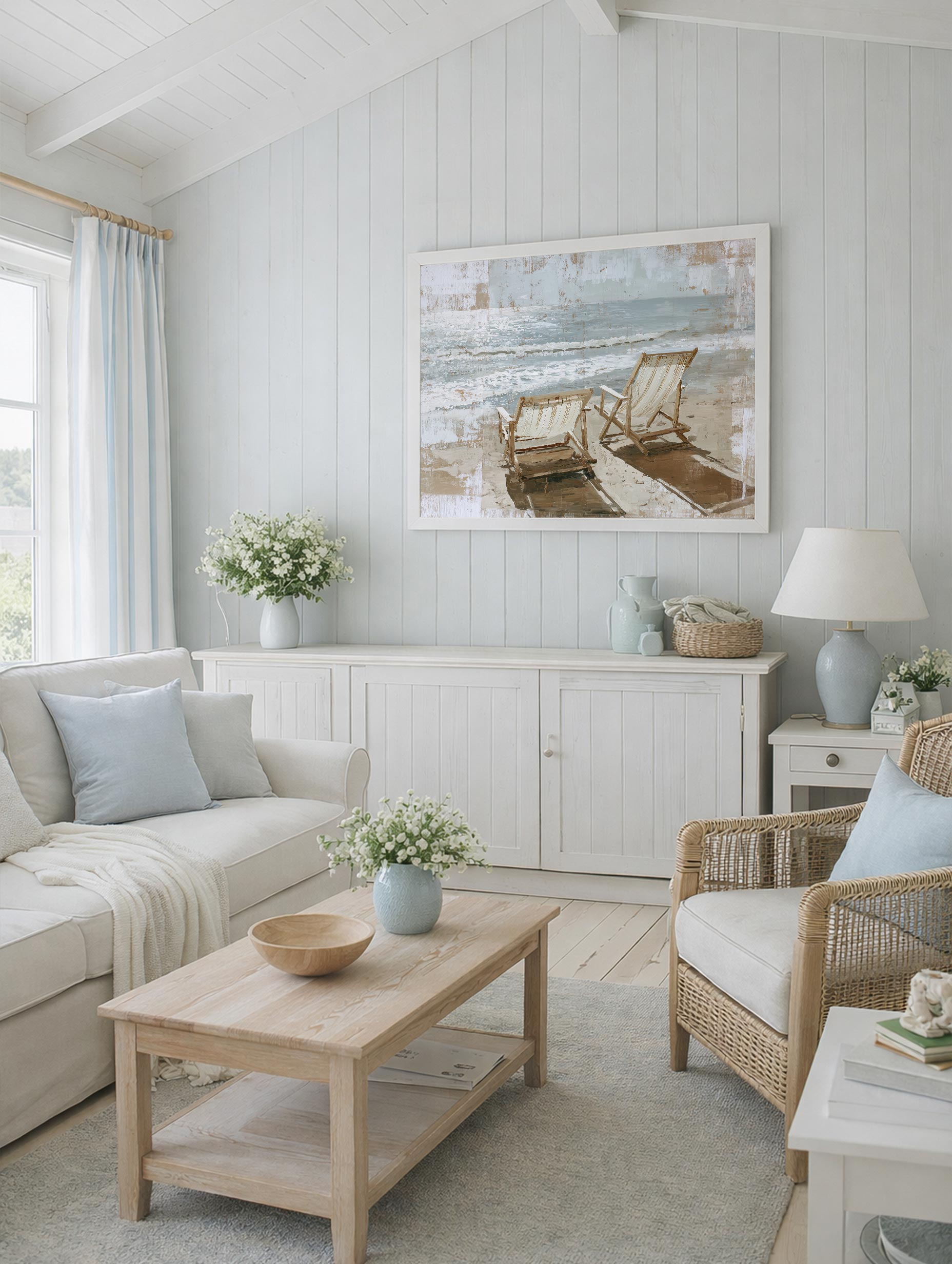Seaside Chairs Art Print Mockup
