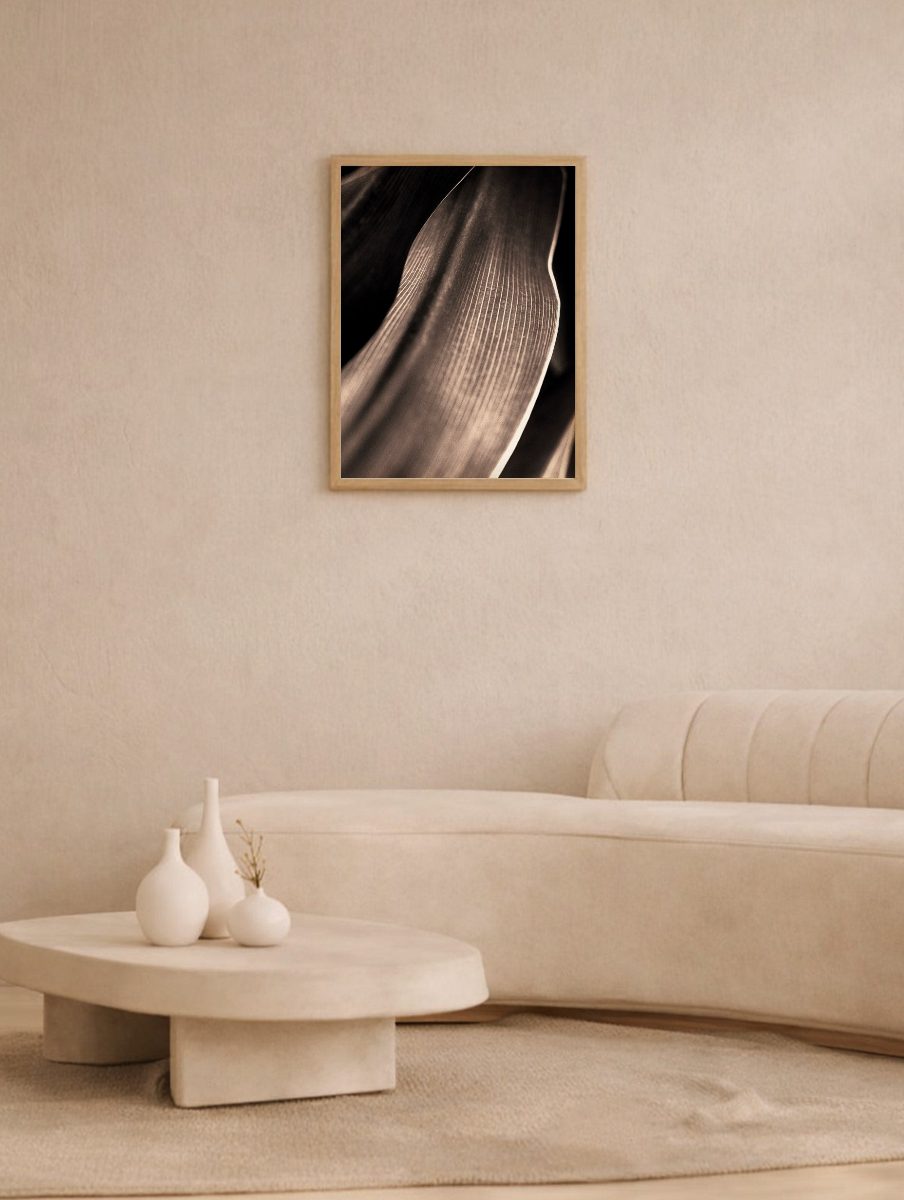 Sepia Tone Leaf Art Print Mockup