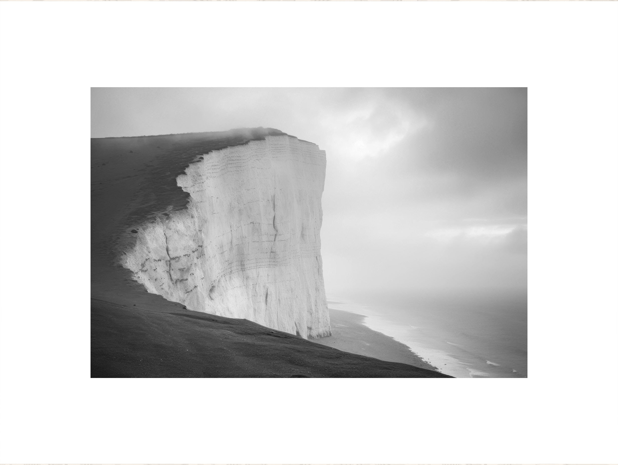 Seven Sisters Cliffs Black and White Poster