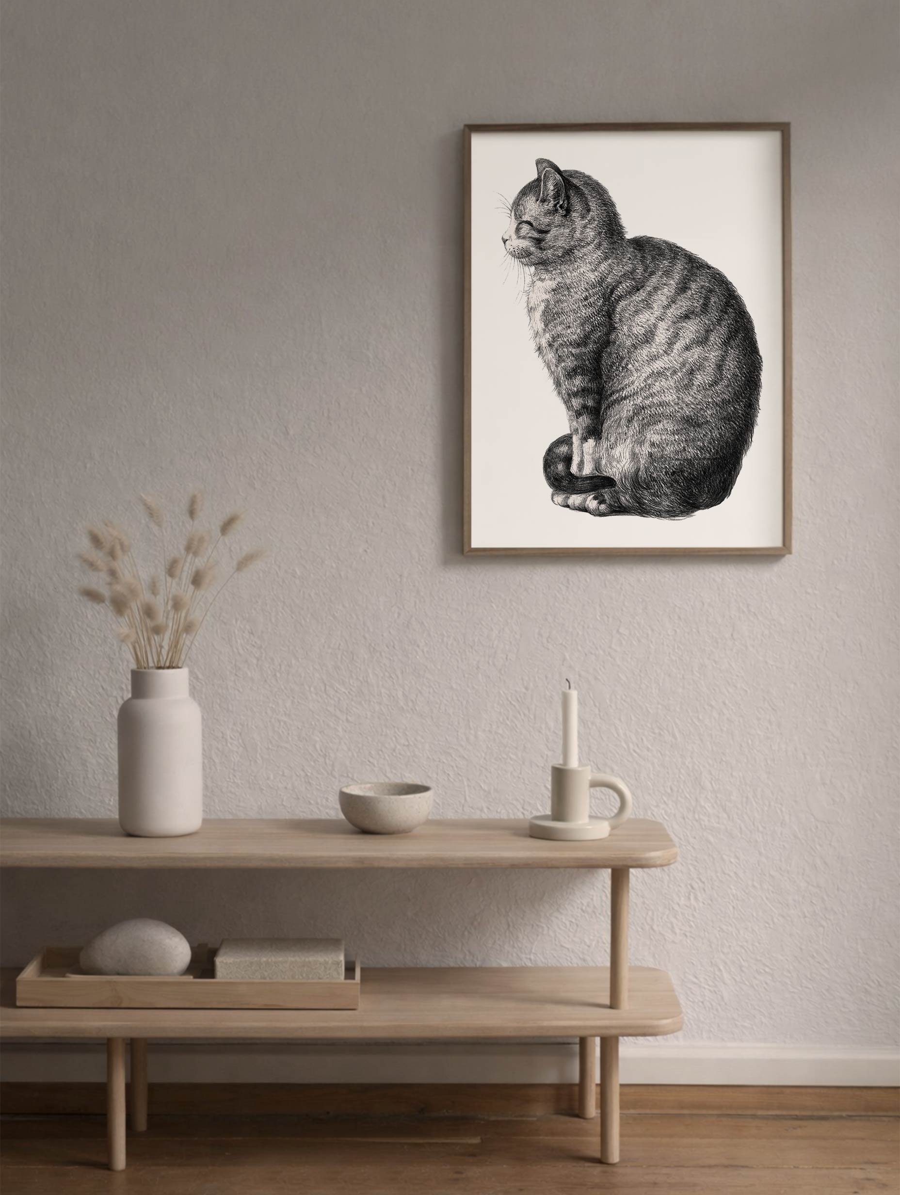 Sitting Cat Jean Bernard Art Print Mockup 