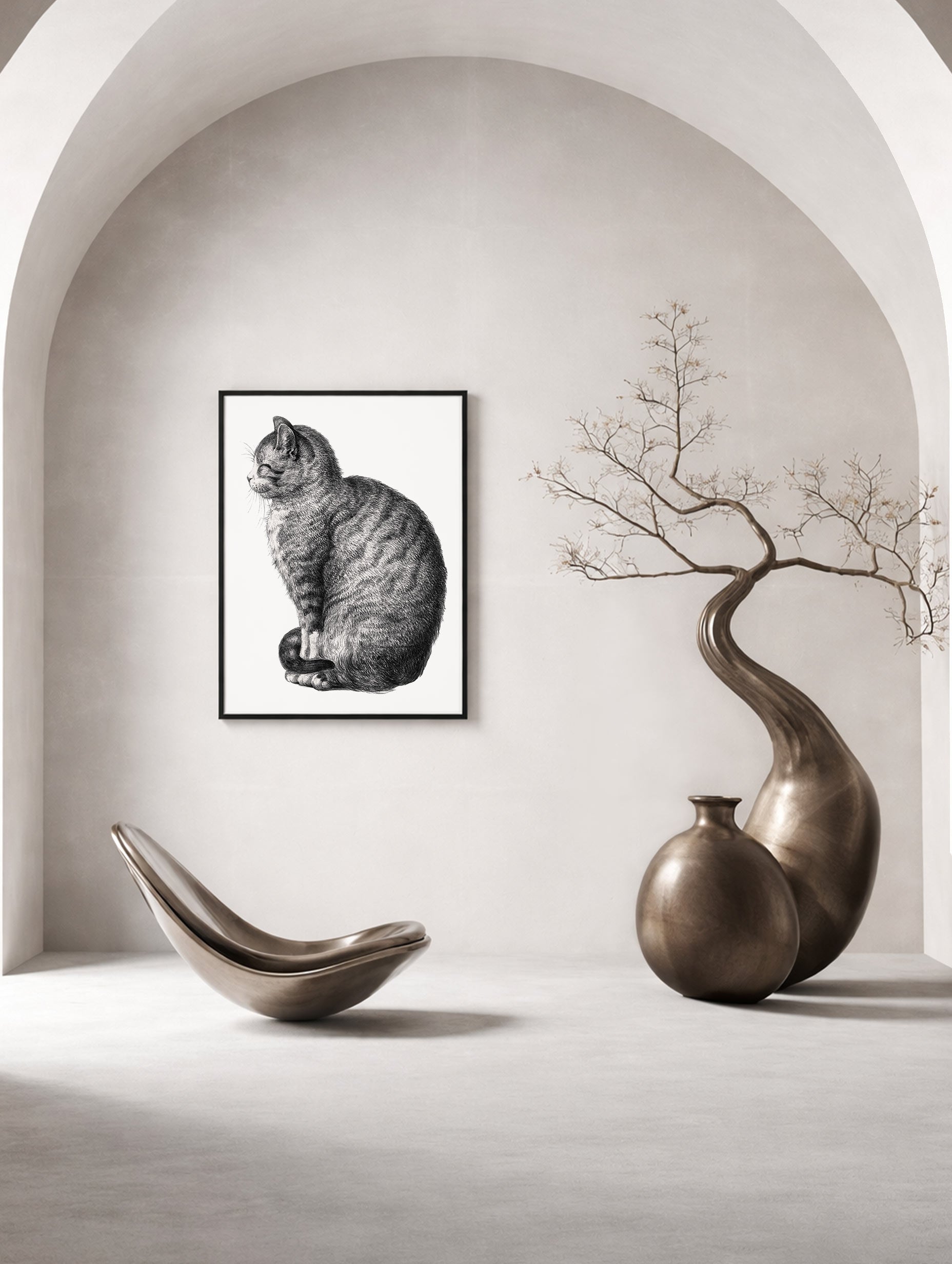 Sitting Cat Jean Bernard Art Print Mockup 