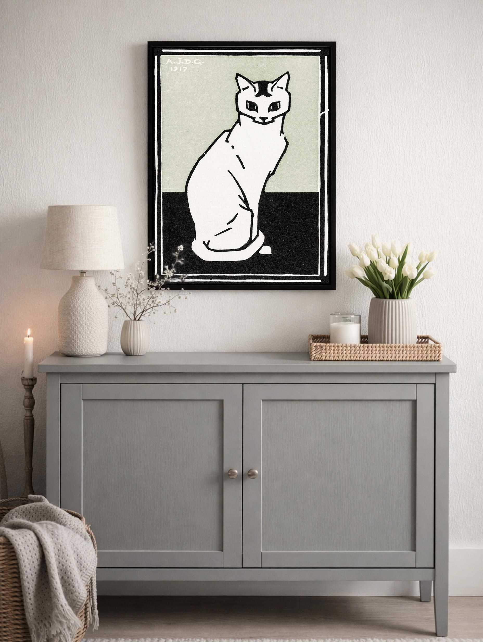 Sitting Cat Julie de Graag Animal Art Print Mockup