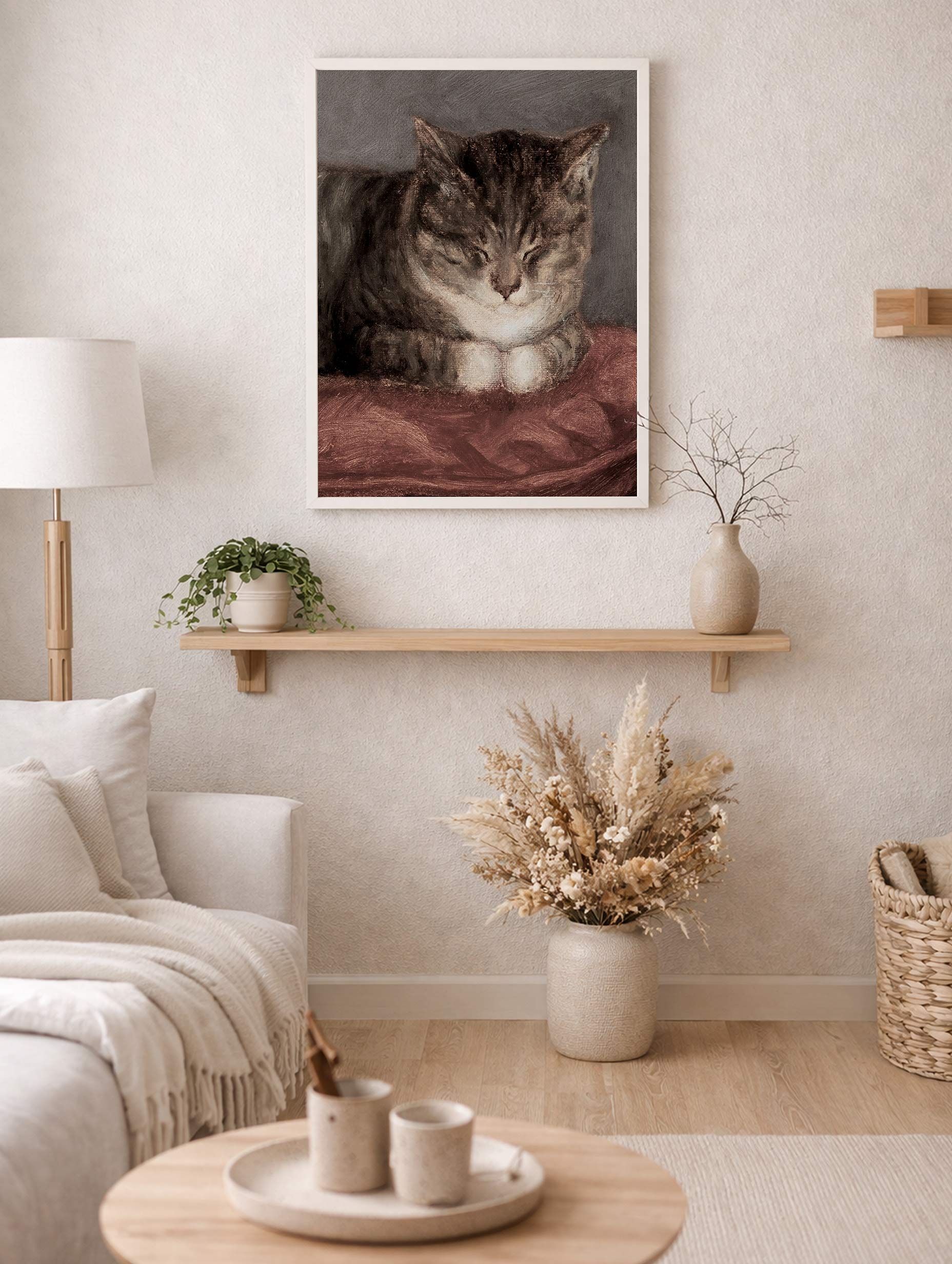 Sleeping Tabby Cat Animal Art Mockup