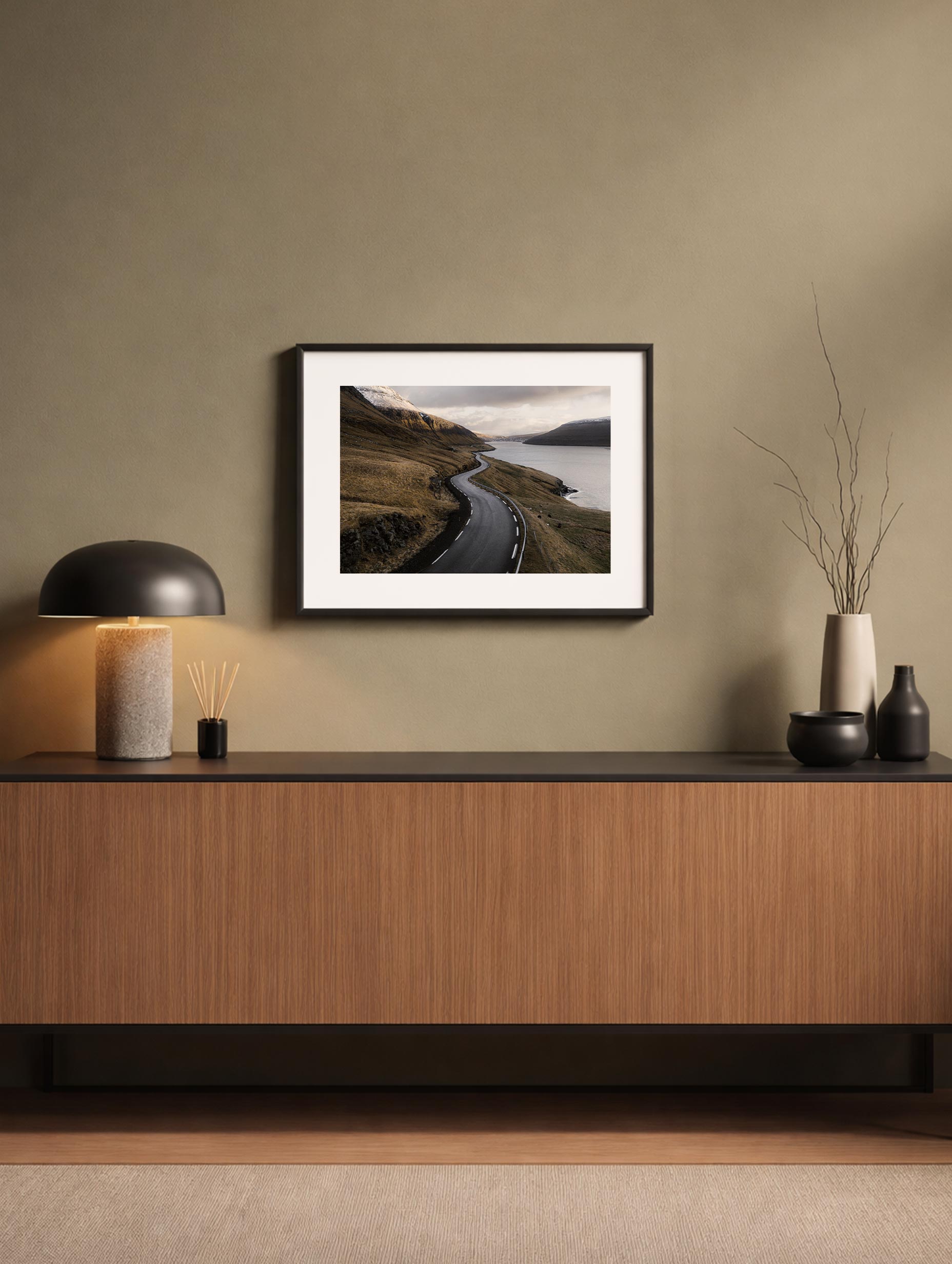 The Snake Road of Faroe Islands Landscape Wall Art Mockup