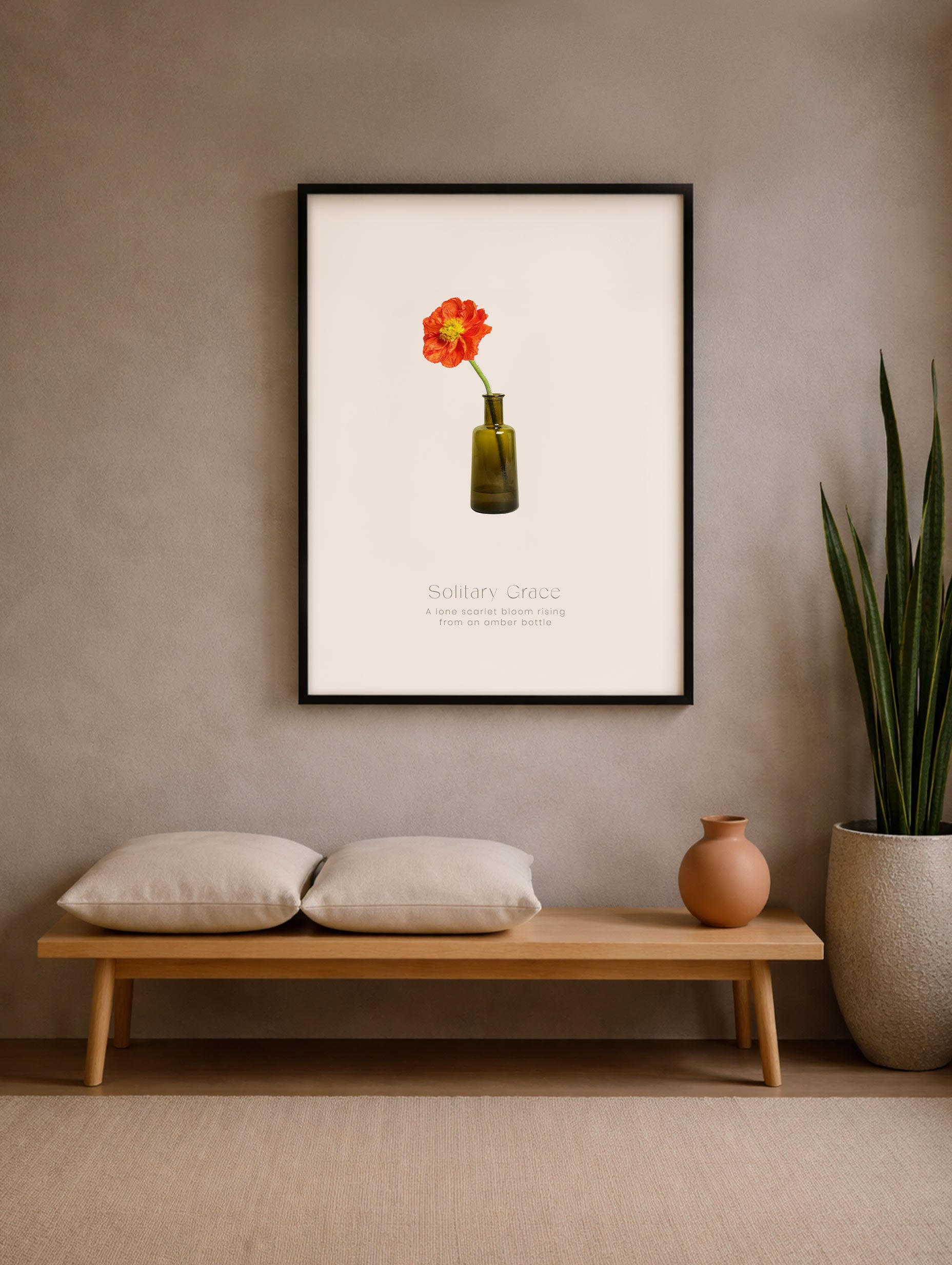 Solitary Grace Minimal Flower Poster Mockup