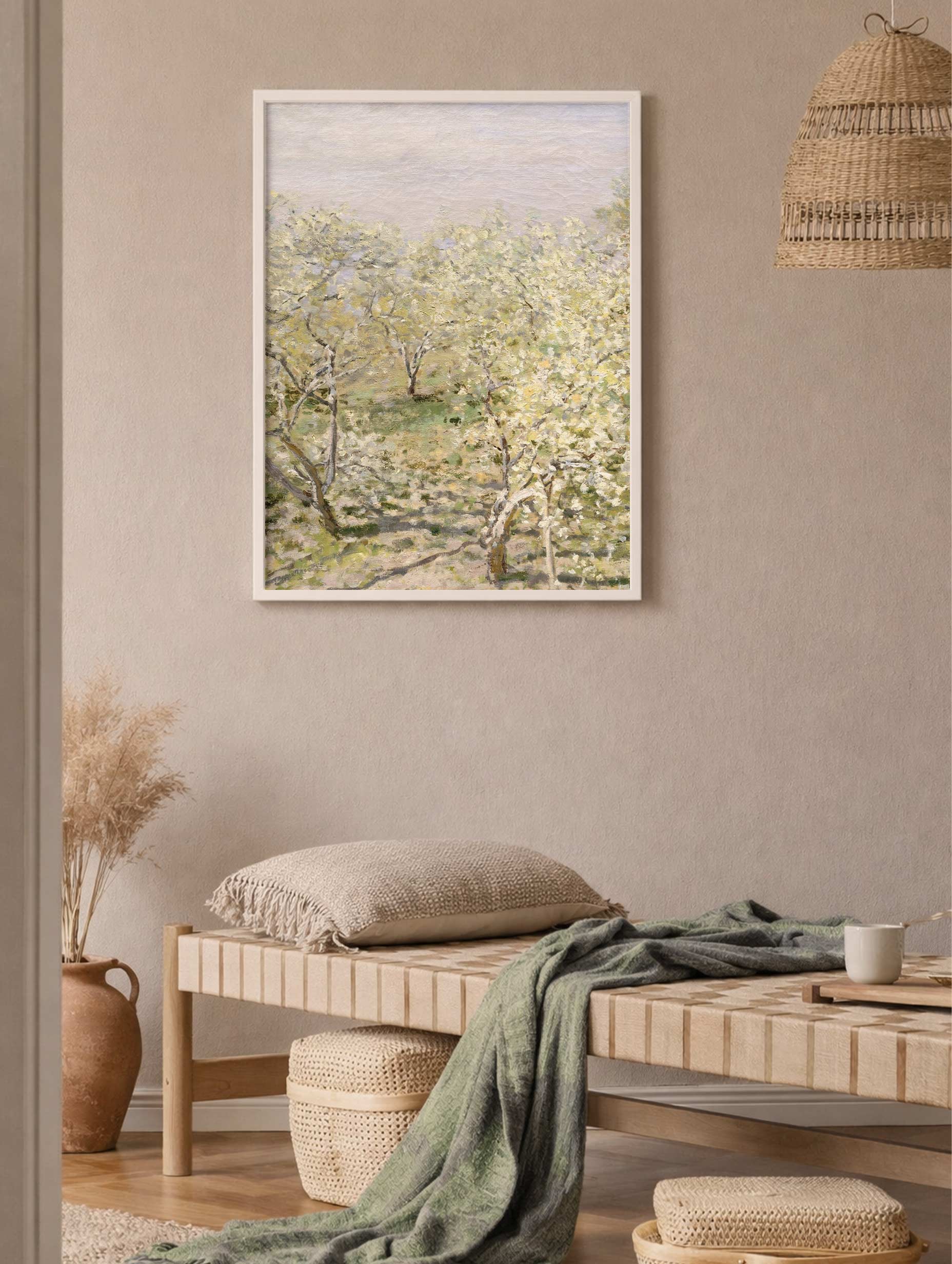 Spring (Fruit Trees in Bloom) Claude Monet Art Print Mockup