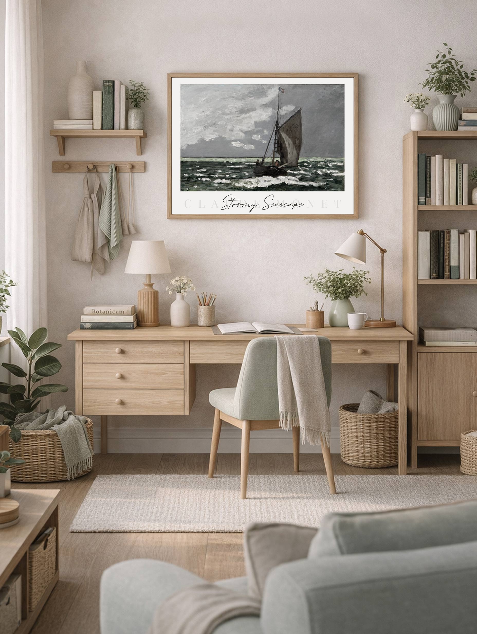 Stormy Seascape Claude Monet Art Mockup