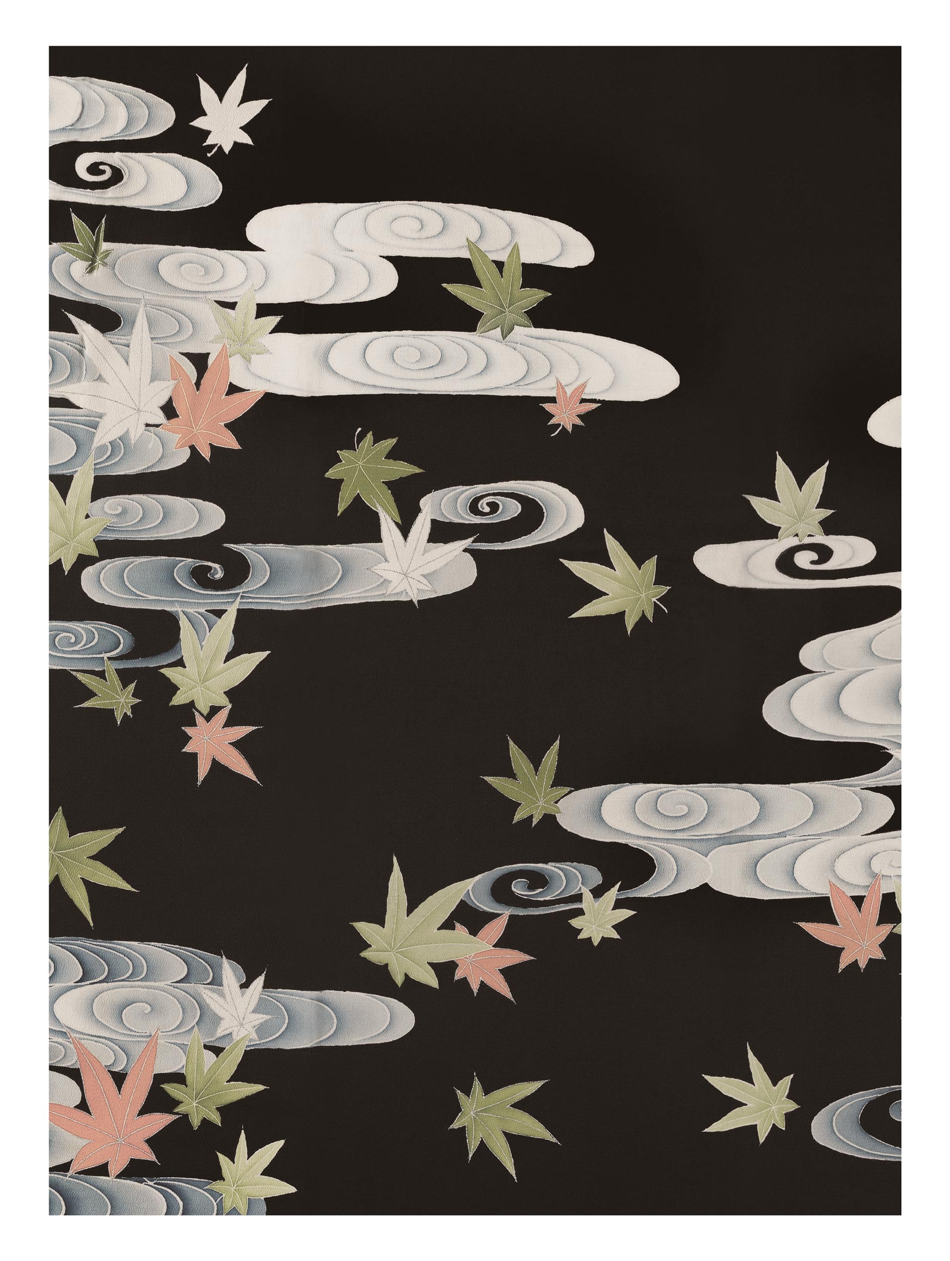 Susoshiki with maple leaves in the Tatsuta river Japanese Art Print