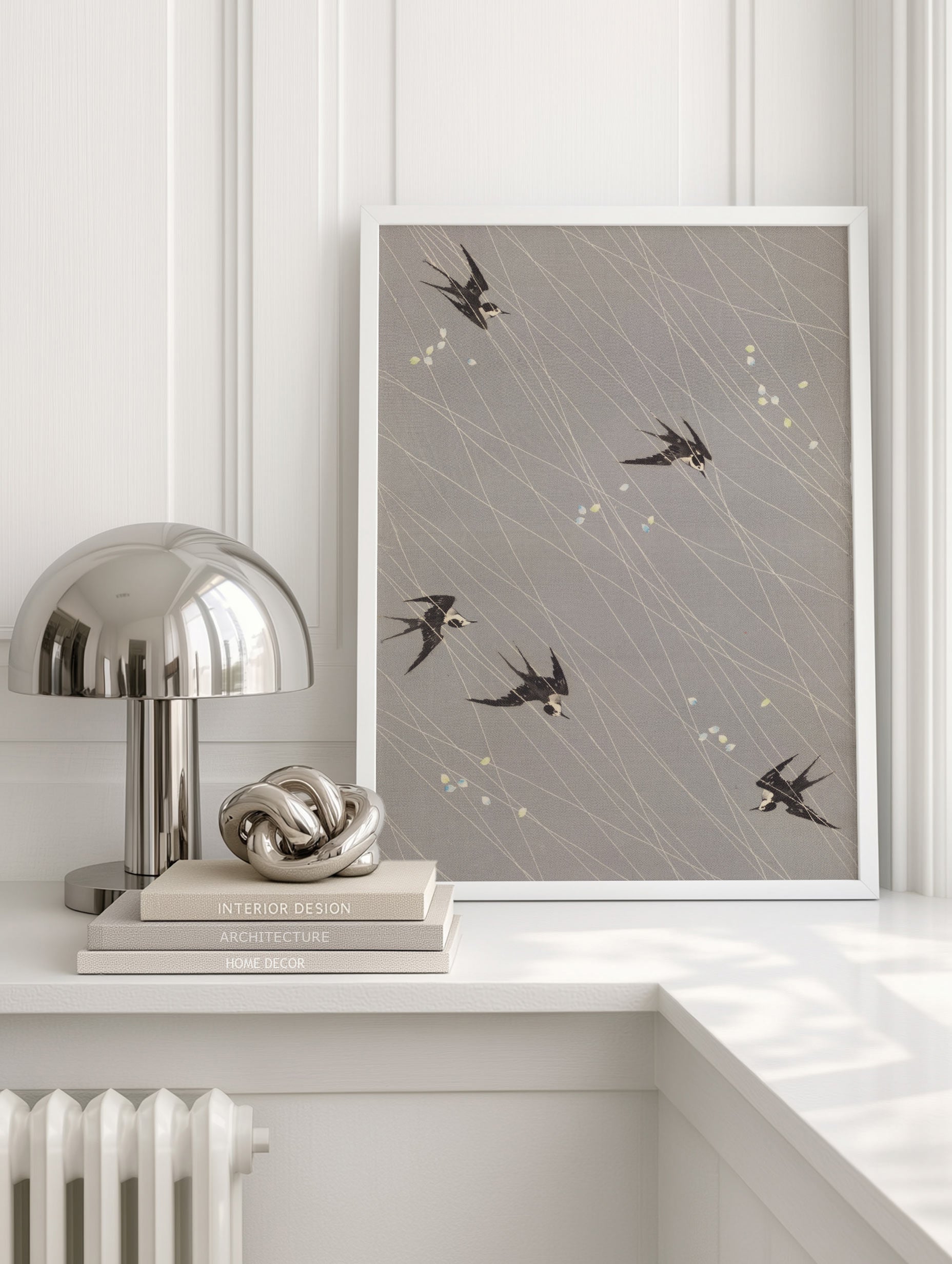 Swallow Birds Pattern Japanese Art Print Mockup