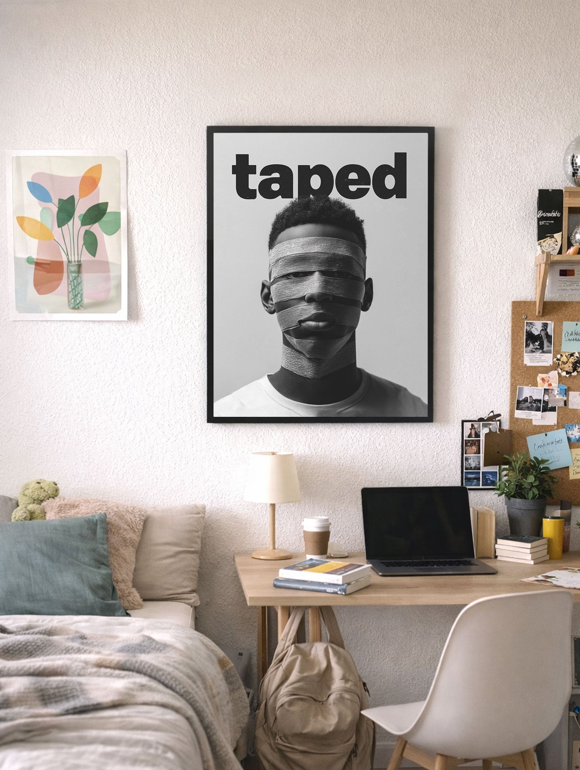 Taped Black and White Poster