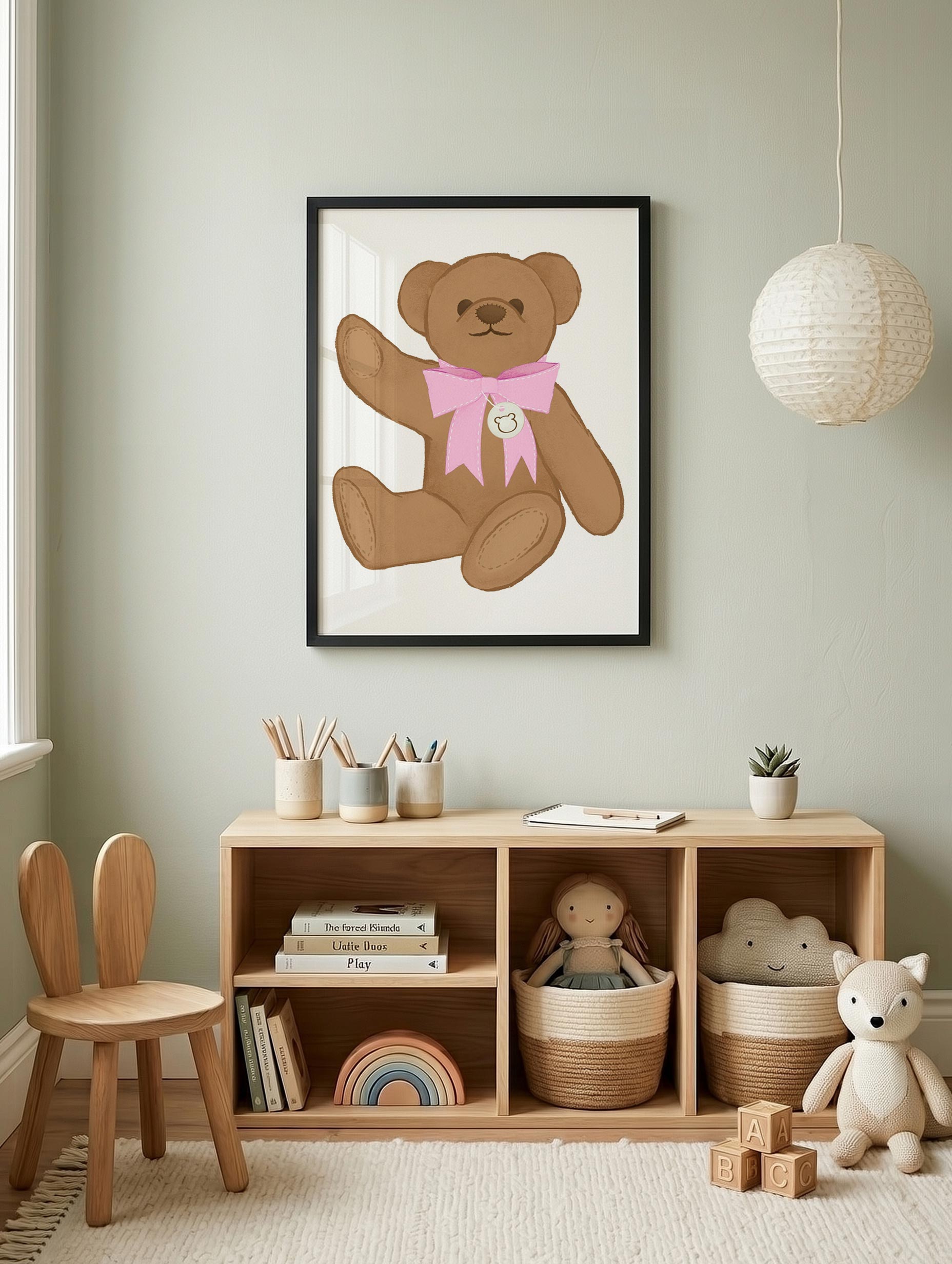 Teddy Bear with Pink Bow Poster