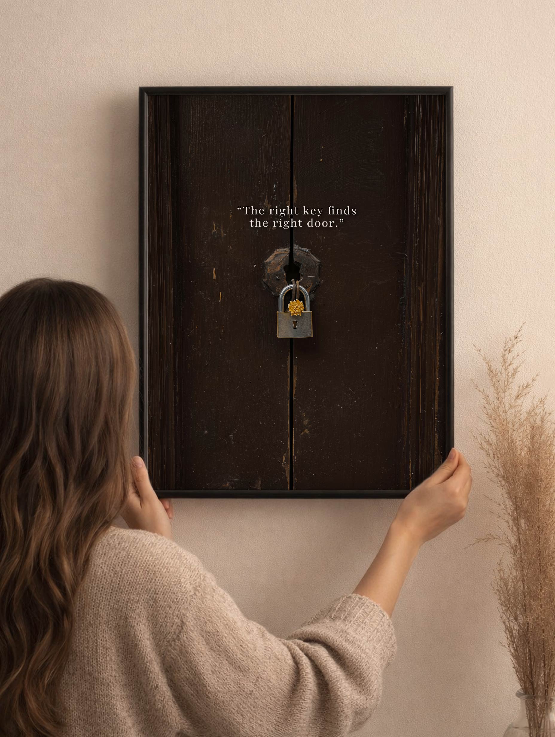 The Right Keys Open the Right Door Vintage Poster Mockup