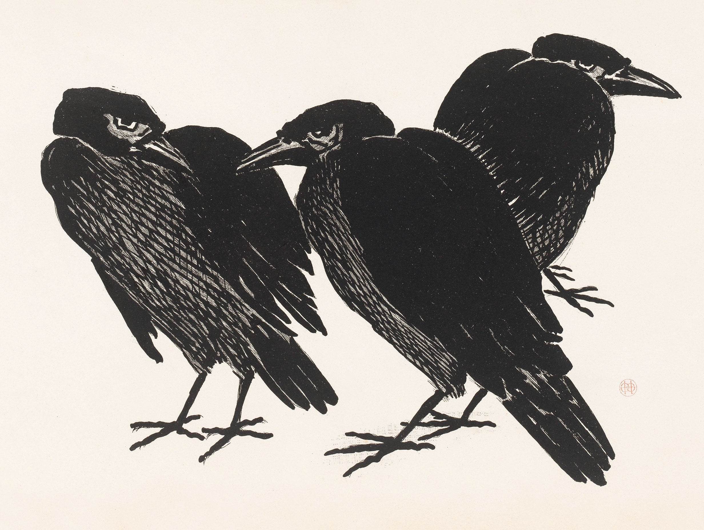 Three Crows - Henri-Charles Guérard Art Print