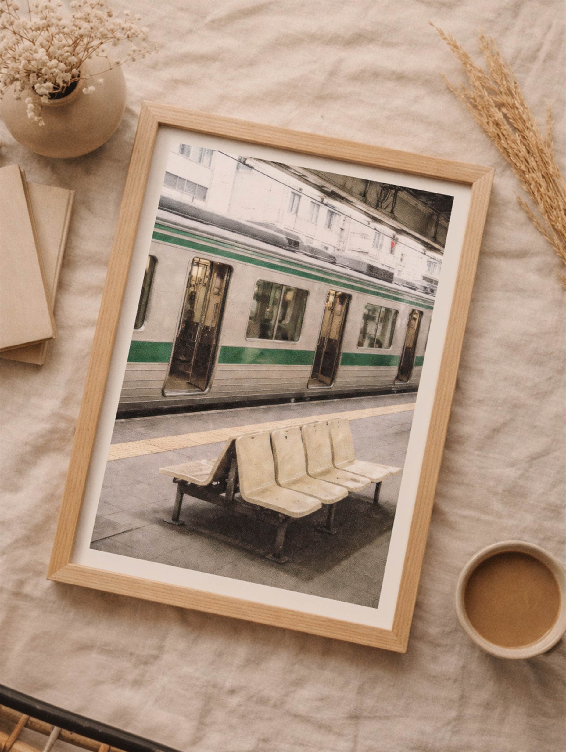 Tokyo Railway Platform Vintage Poster Mockup