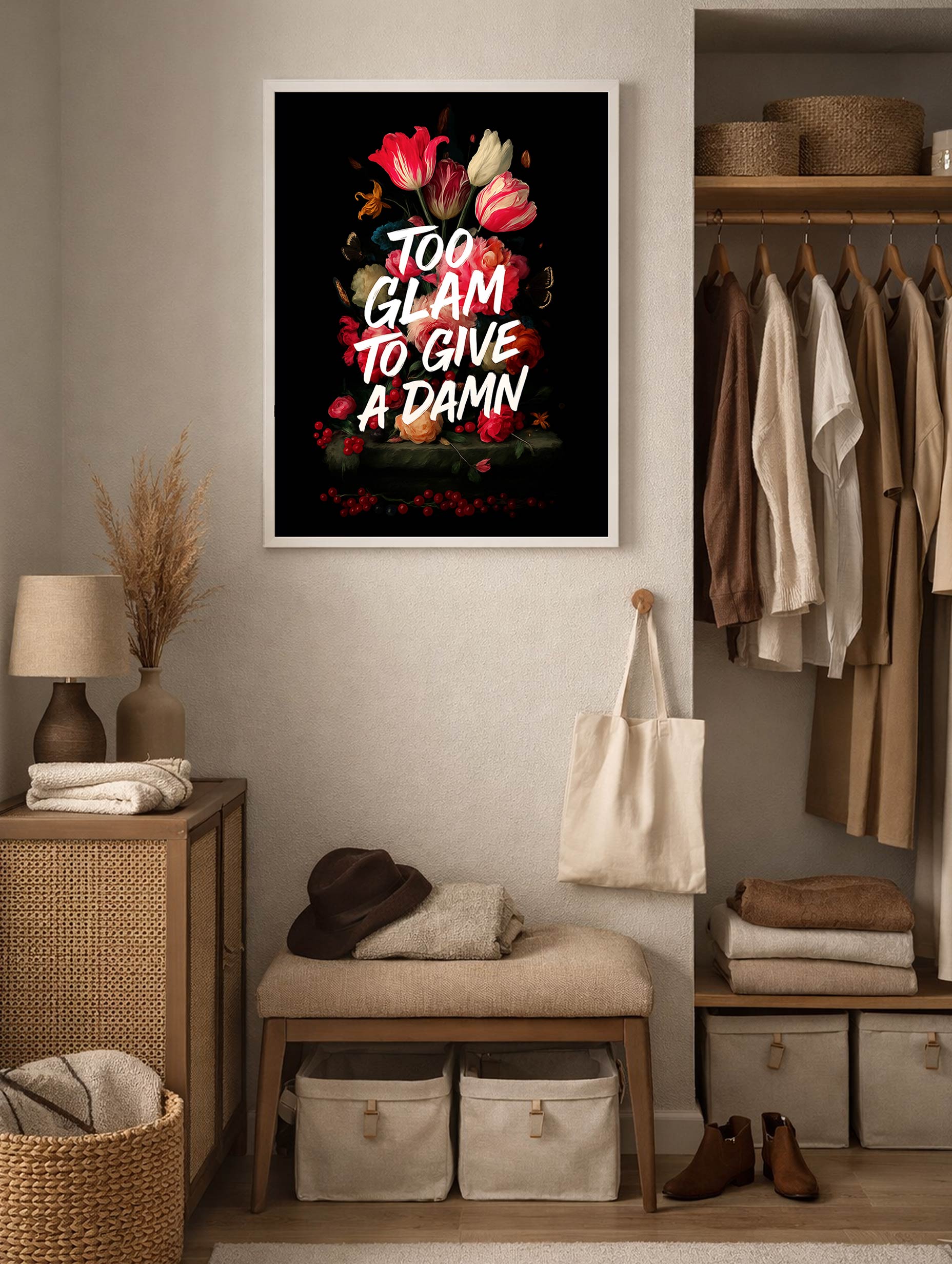 Too Glam to Give a Damn Typography Poster Mockup