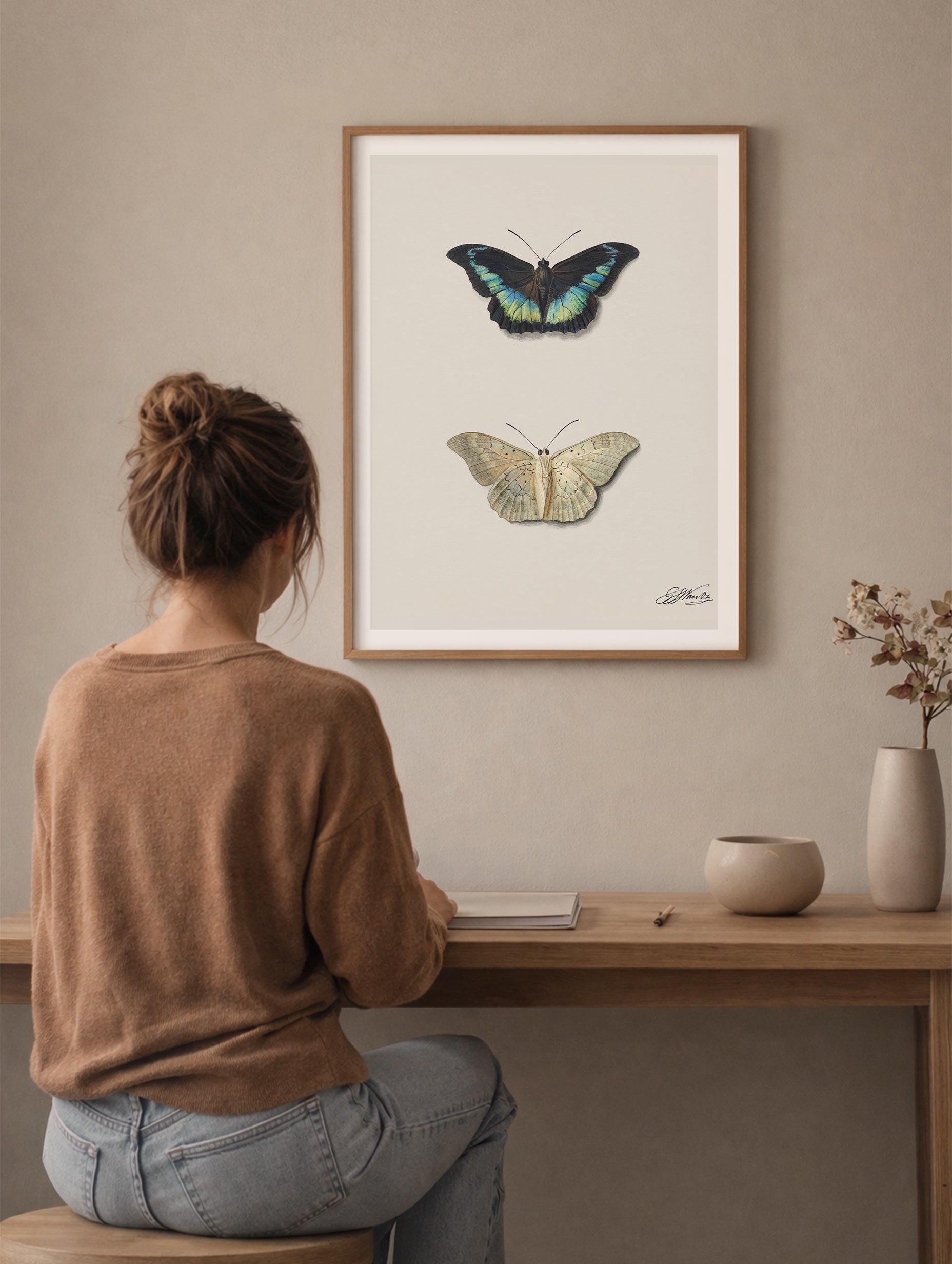 Top and bottom view of a butterfly Jacobus Johannes van Os Art Print Mockup