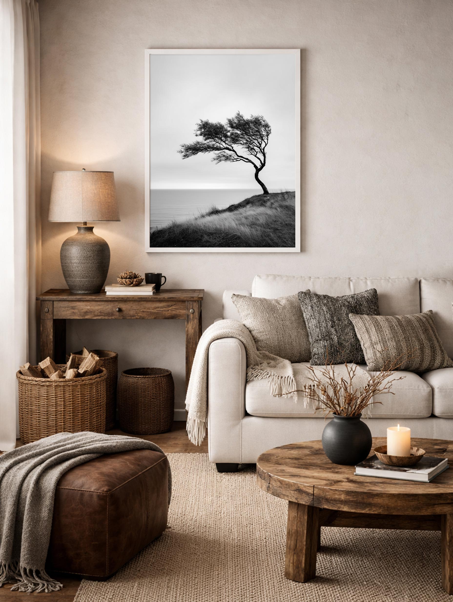 Tree by the Sea Ocean Wall Art Mockup