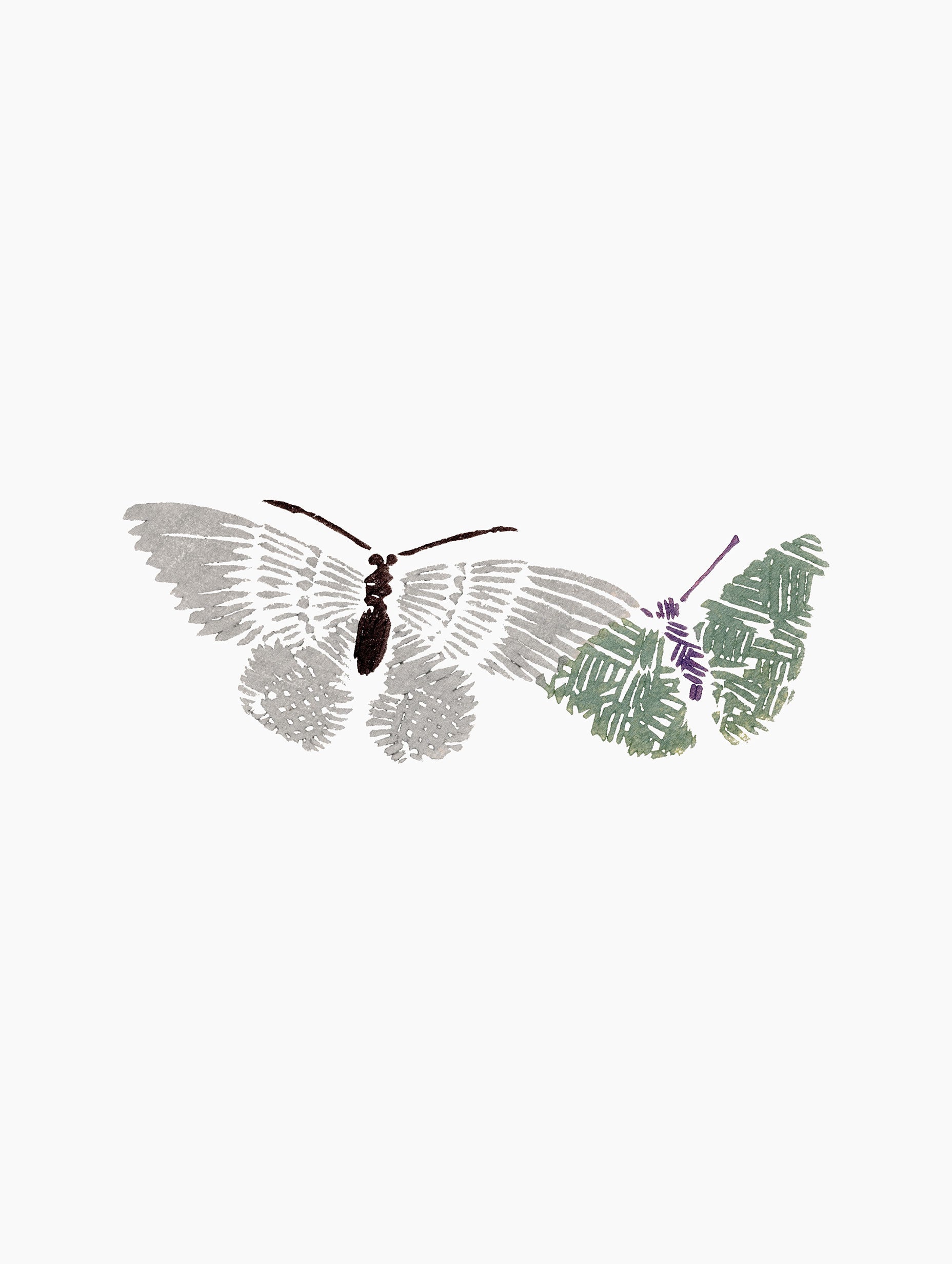Two Butterflies Kamisaka Sekka Art Print