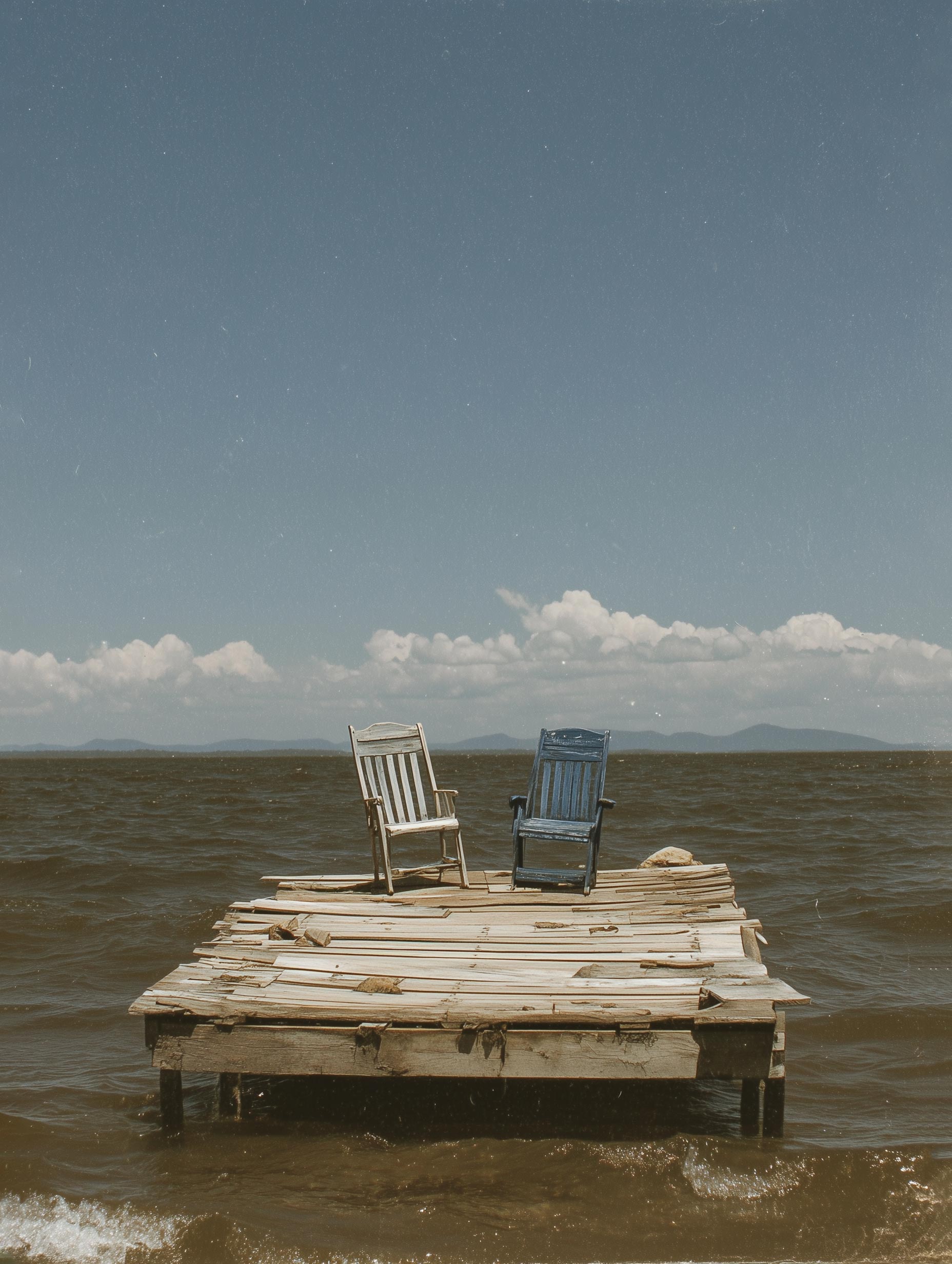 Two Chairs by the Lake Ocean Wall Art