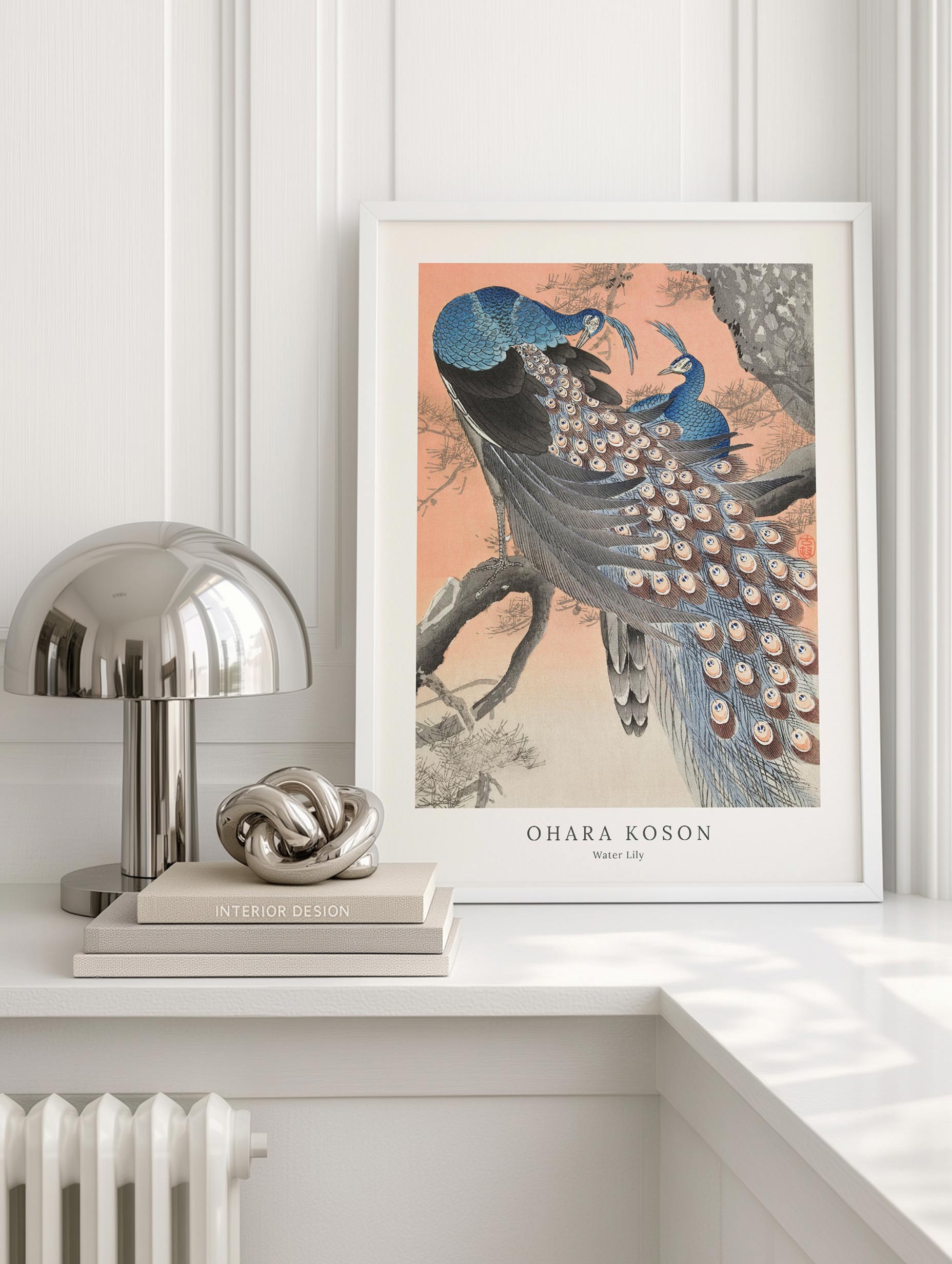 Two Peacocks on Tree Branch - Ohara Koson Mockup