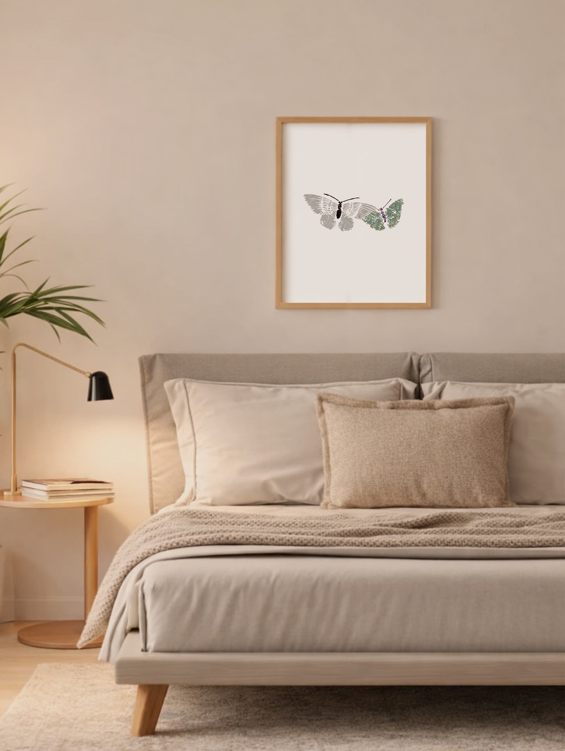 Two Butterflies Kamisaka Sekka Art Print Mockup