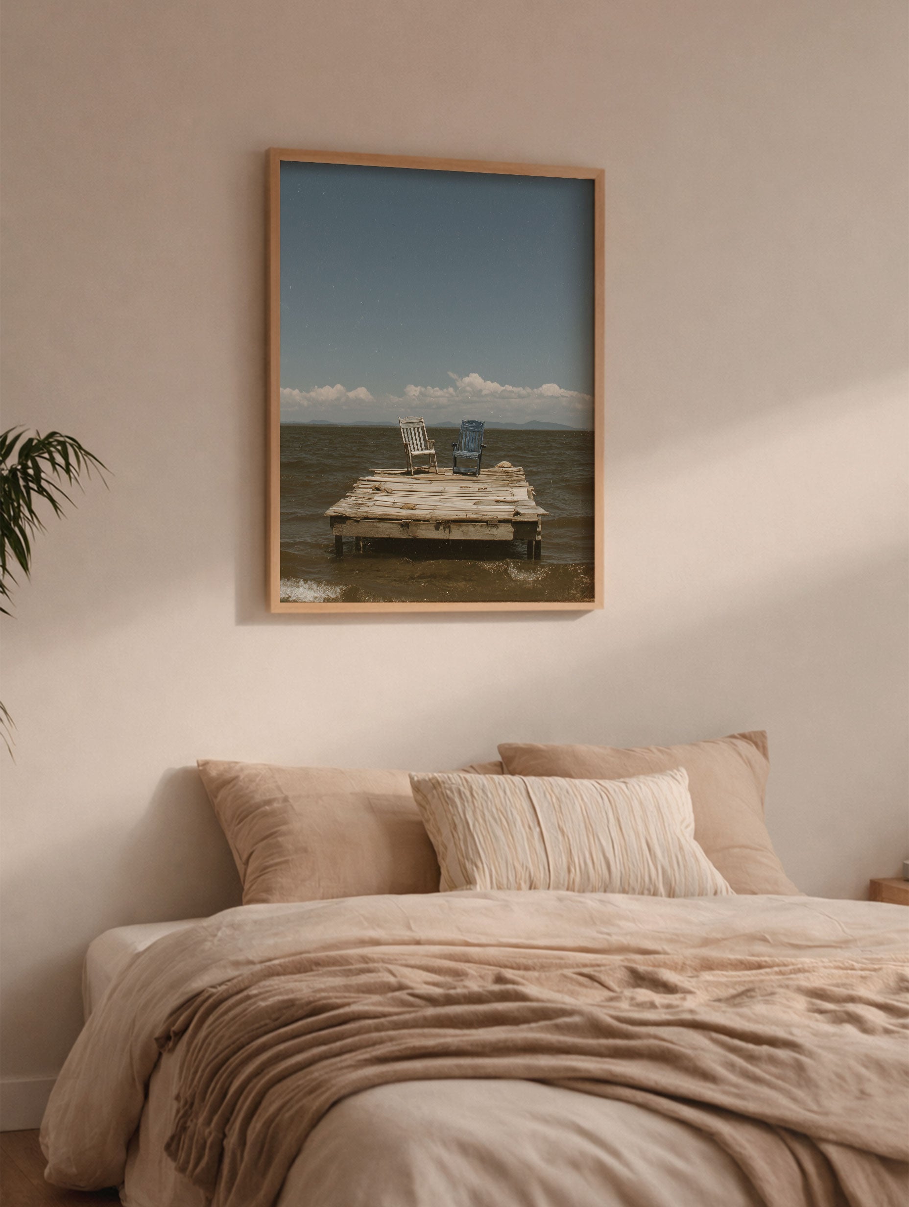 Two Chairs by the Lake Ocean Wall Art Mockup