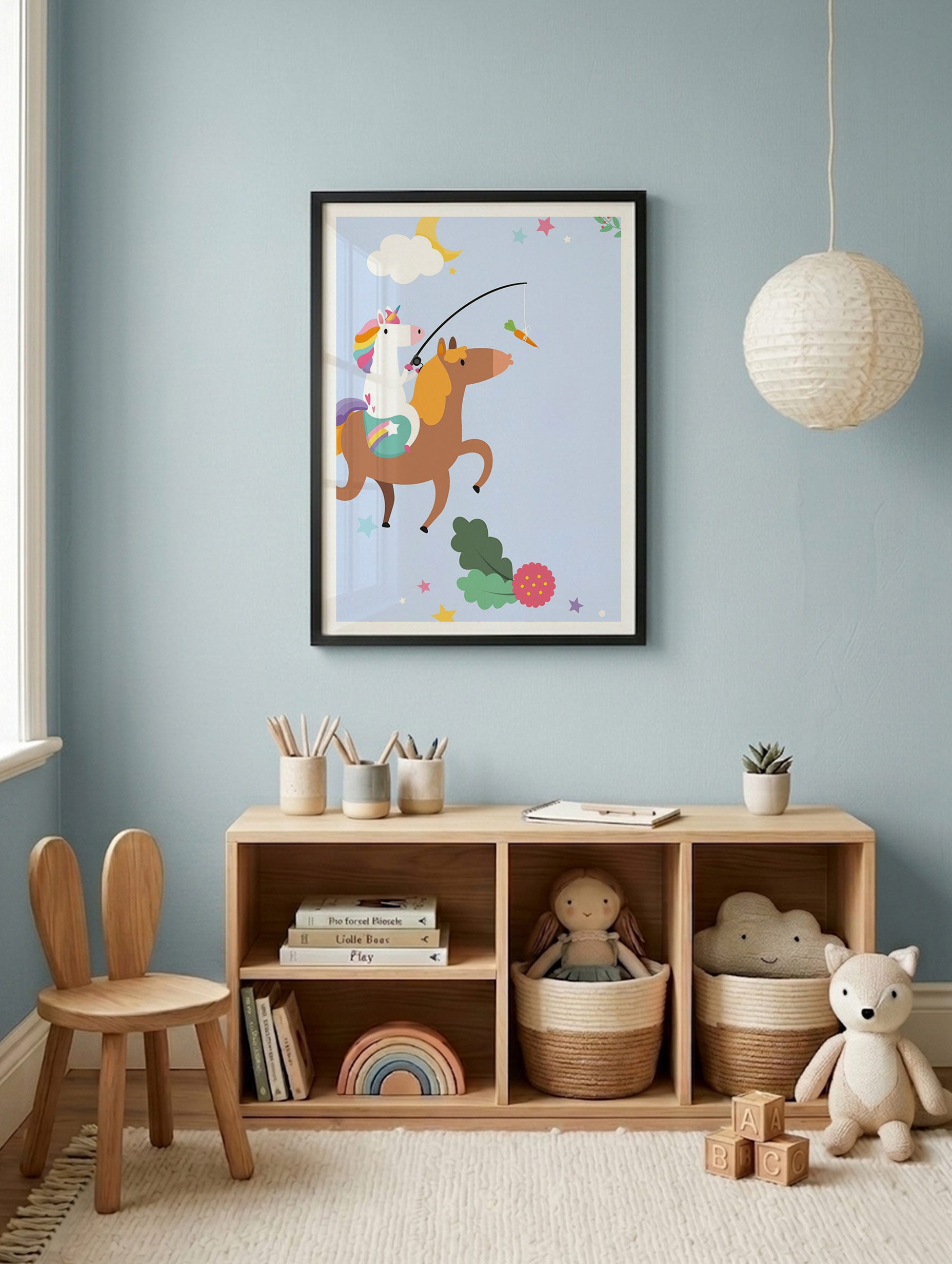 Unicorn Riding Pony Poster Mockup