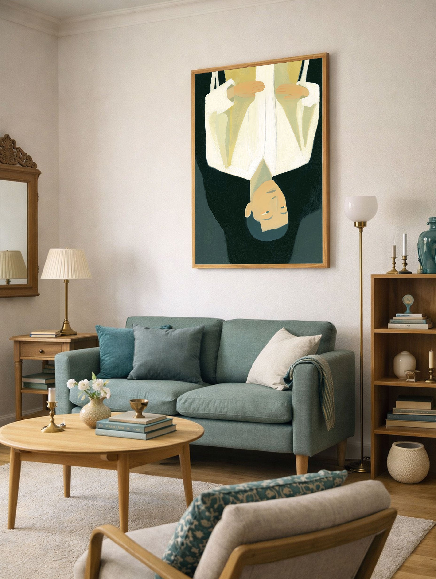 Första huset i en bosättning abstrakt konsttryck