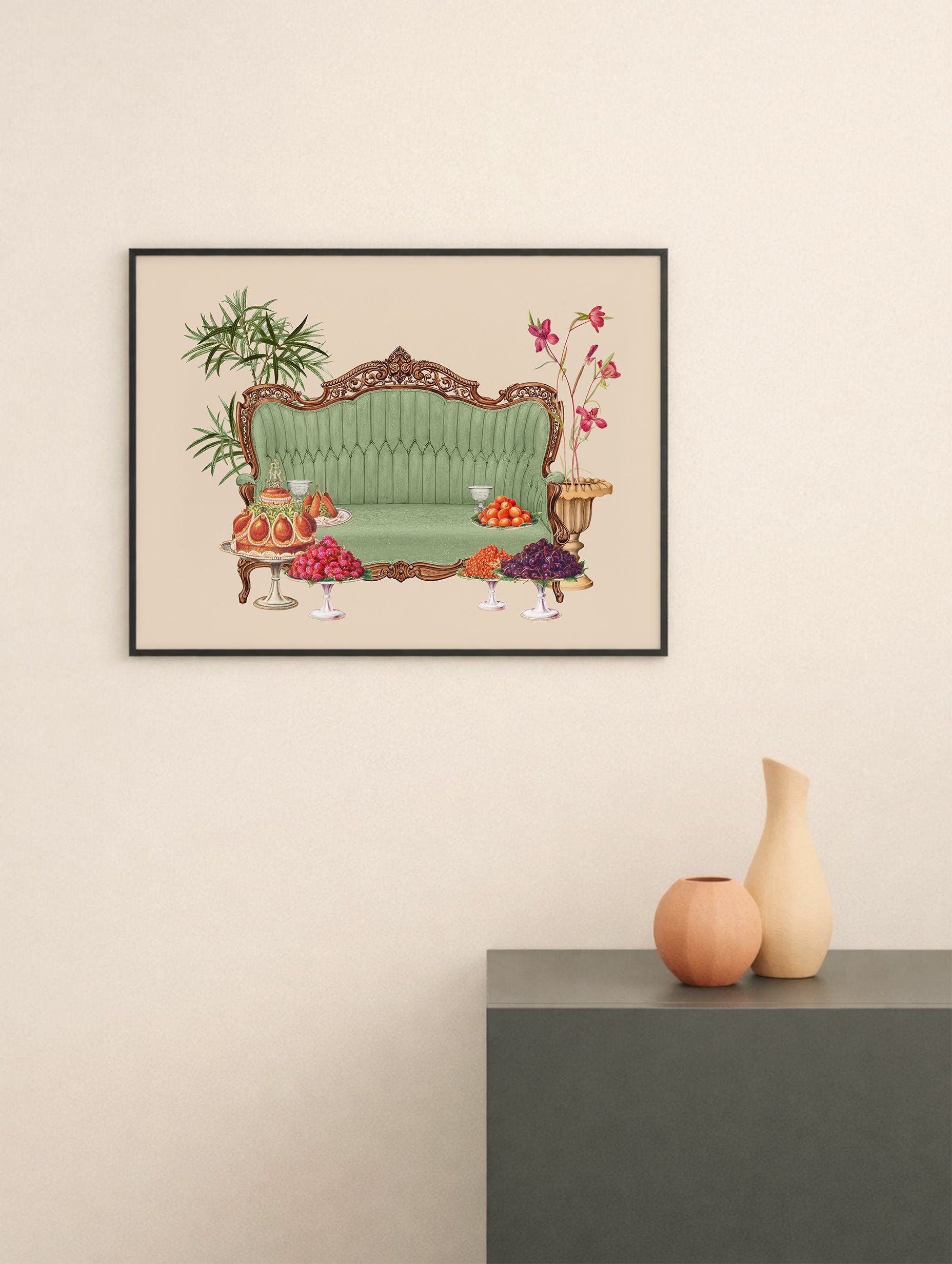 Vintage Rosewood Sofa Artwork Mockup