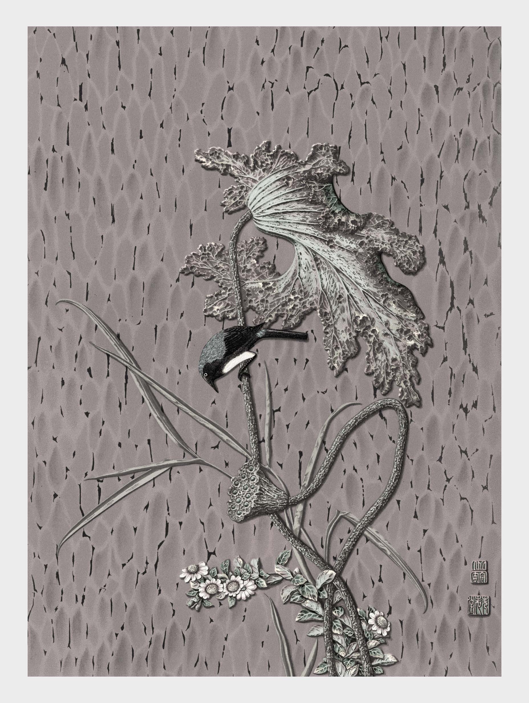 Wagtail on Lotus Ohara Koson Japanese Art Print