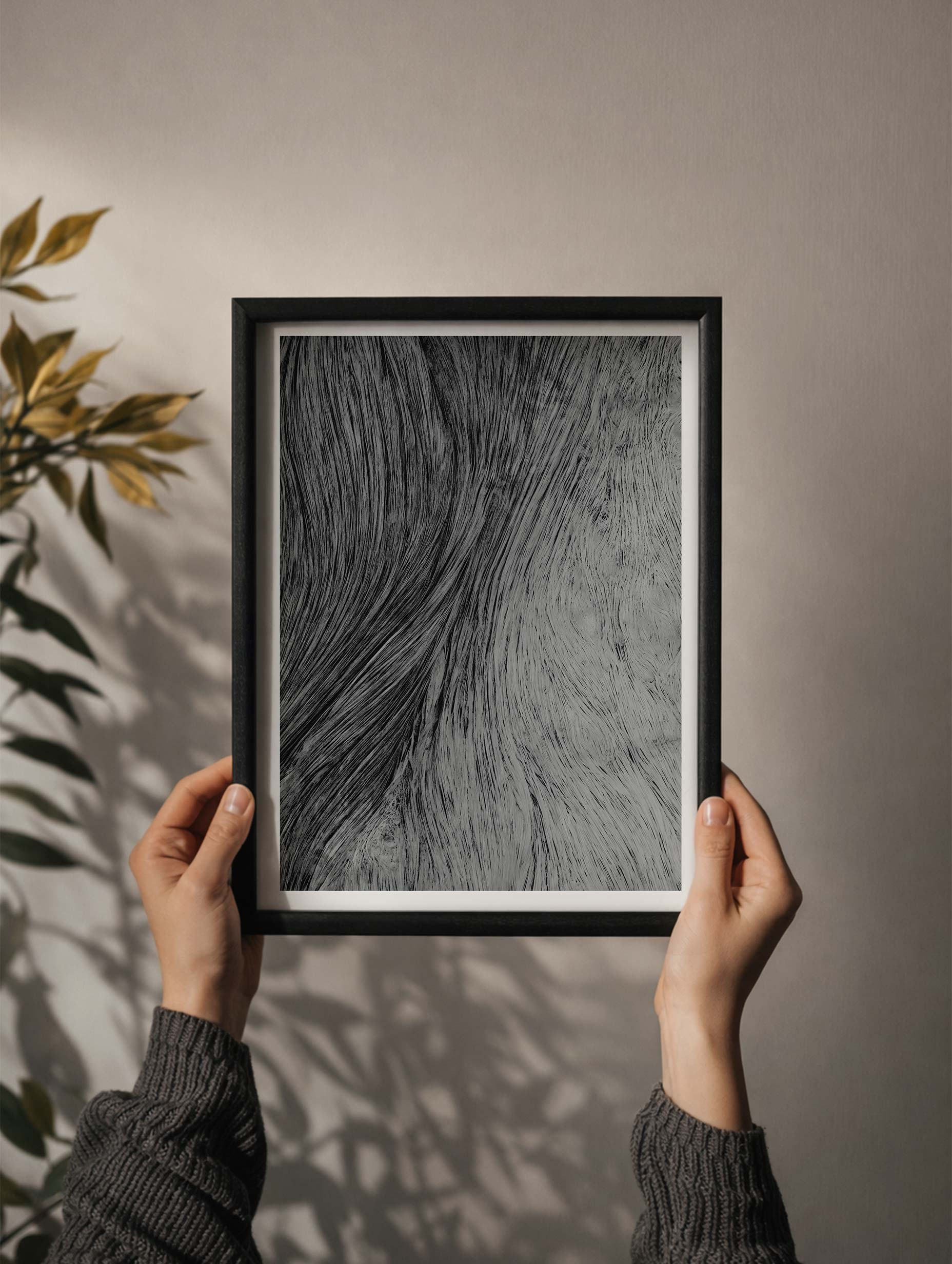 Wavy Woodgrain Patterns Abstract Art Print Mockup