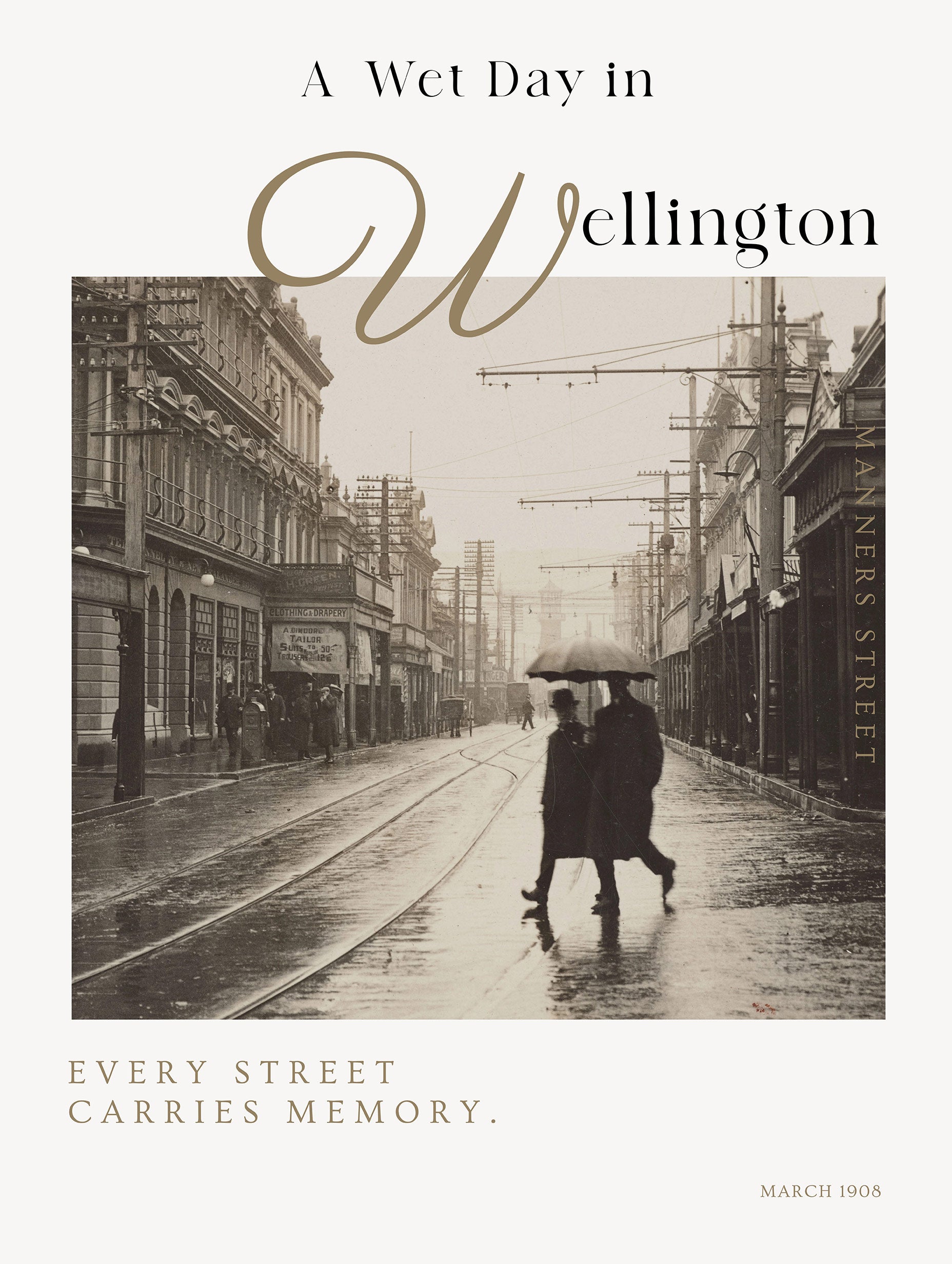 En våt dag i Wellington vintage plakat