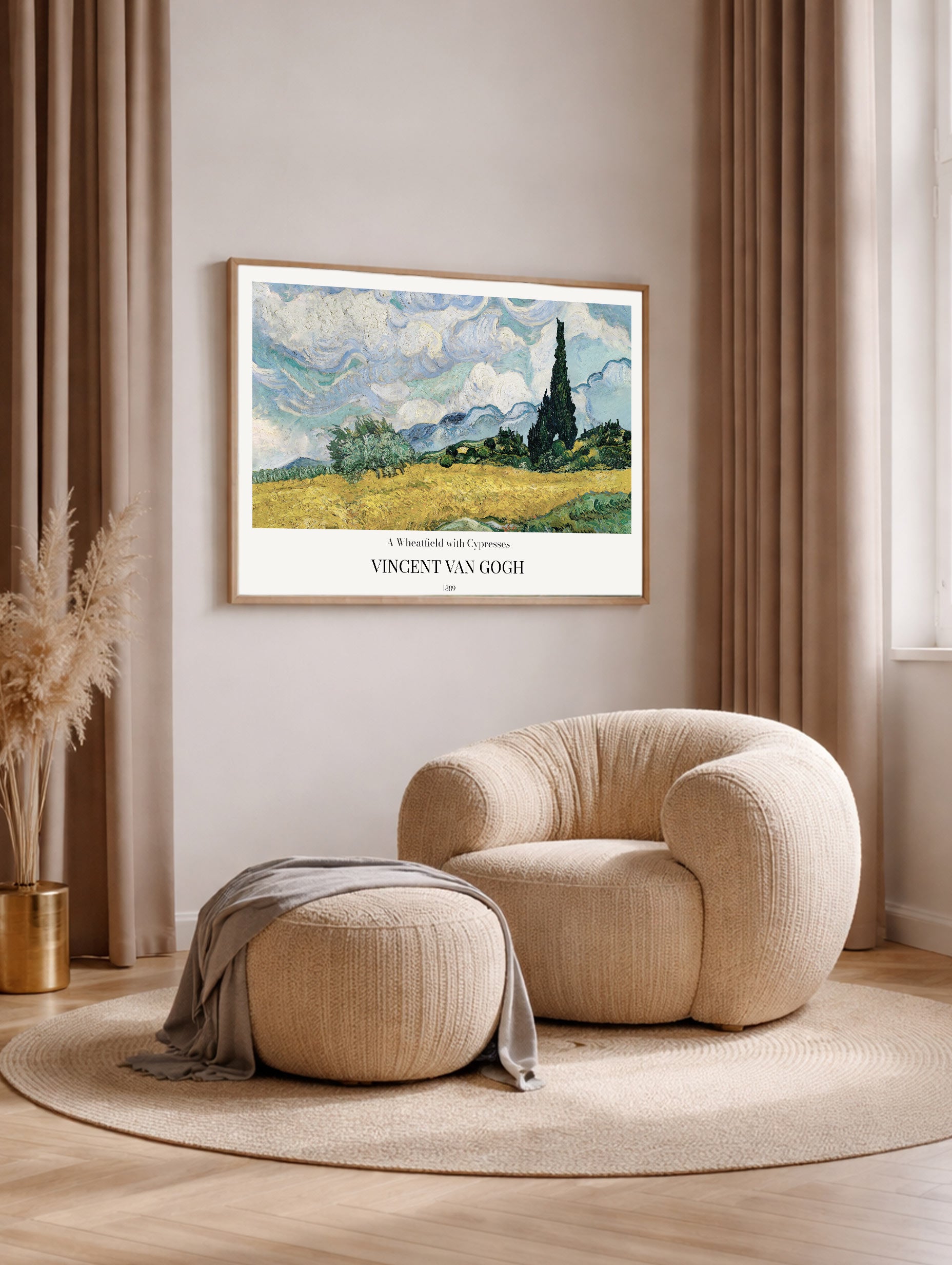 Wheat Field with Cypresses Van Gogh Art Print No 2 Mockup