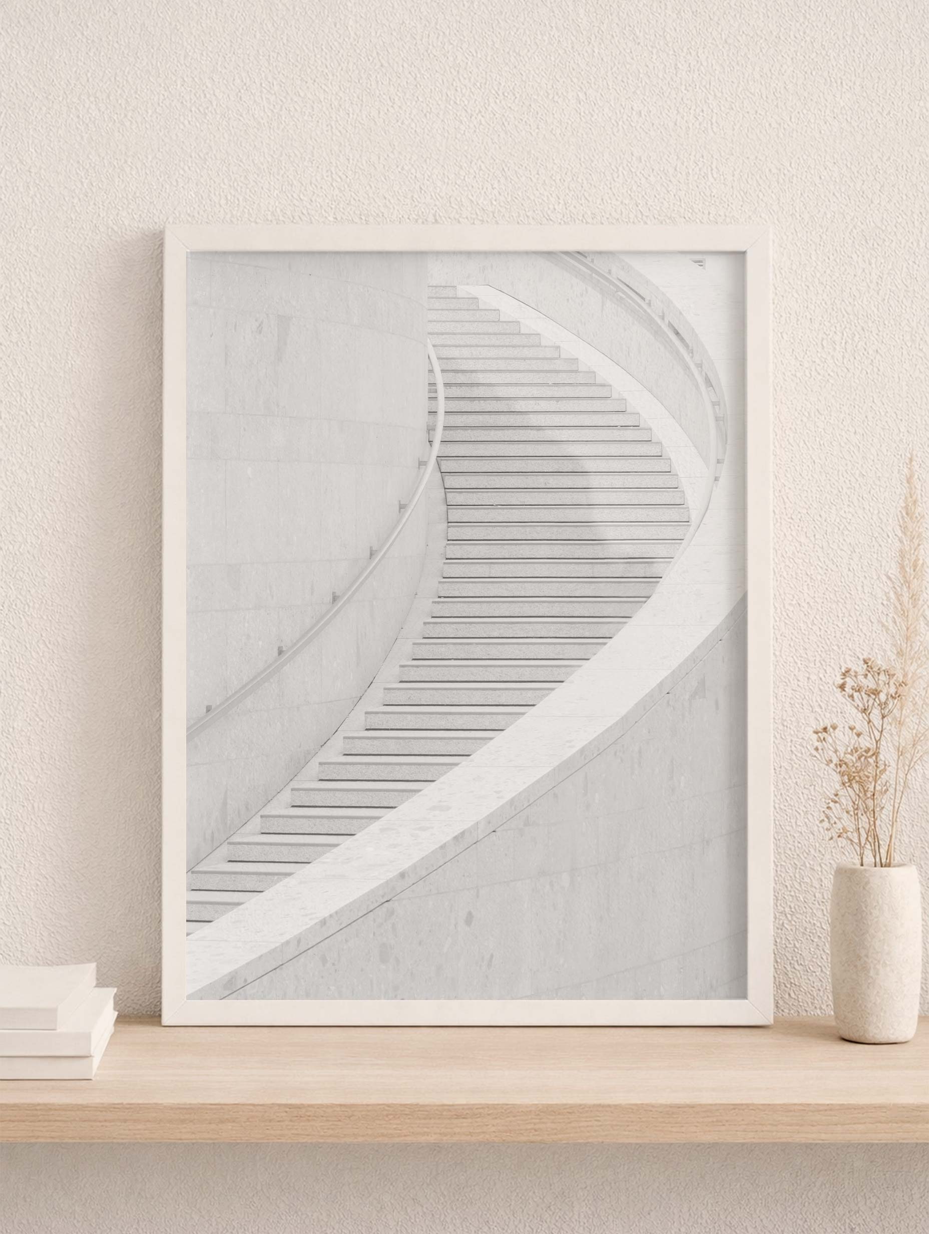White Curved Staircase Poster Mockup